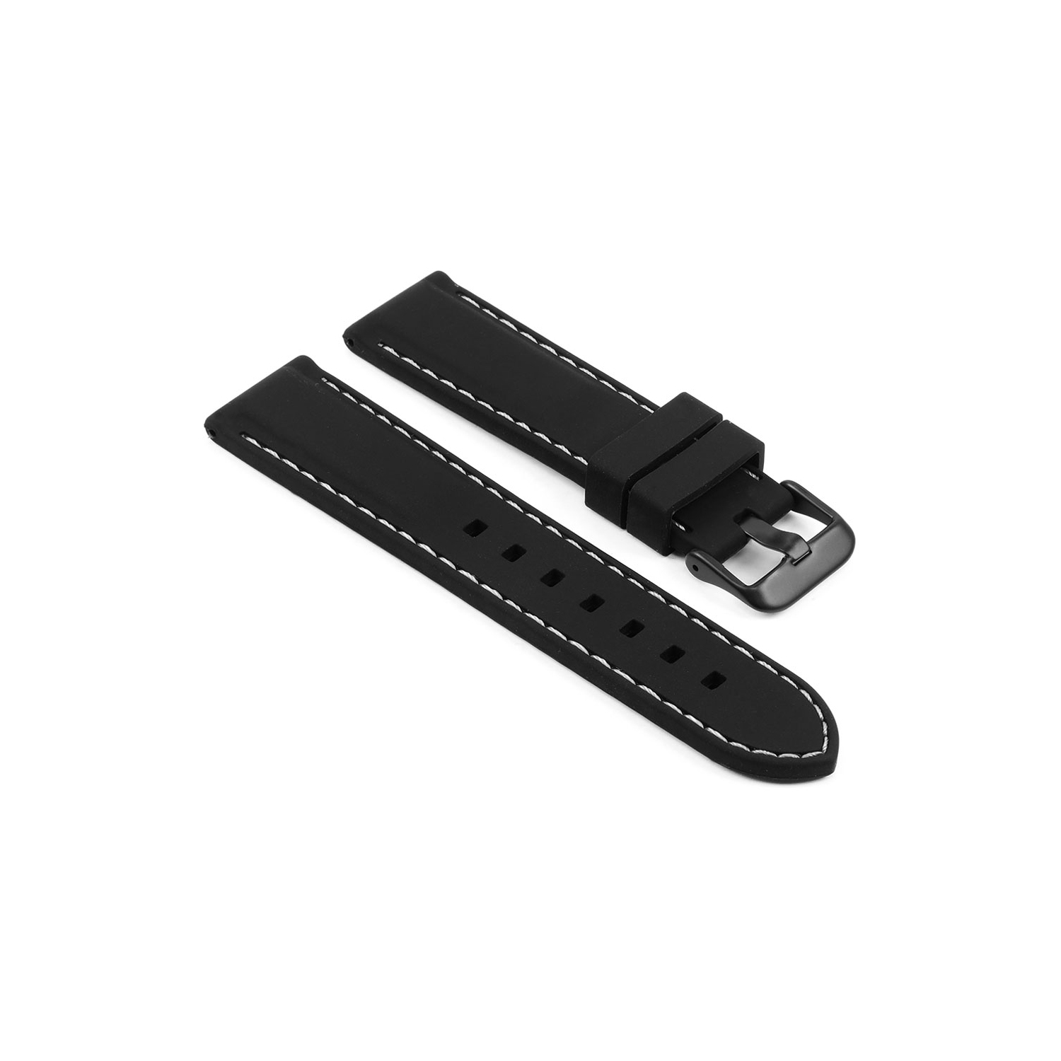 StrapsCo Silicone Rubber Watch Band Strap w/ Stitching for Fitbit Charge 4 & Charge 3 - Black & White
