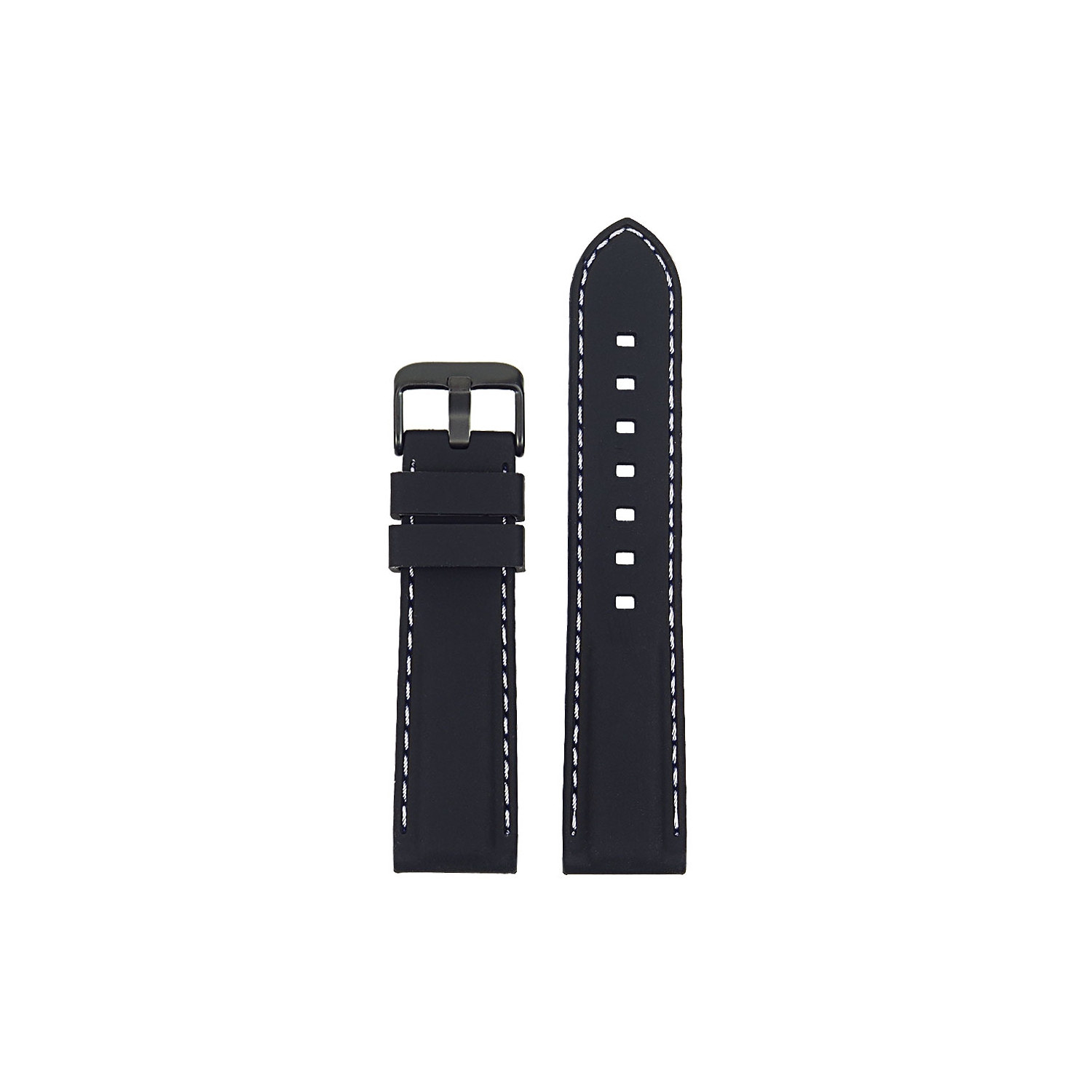 StrapsCo Silicone Rubber Watch Band Strap w/ Stitching for Fitbit Charge 4 & Charge 3 - Black & White