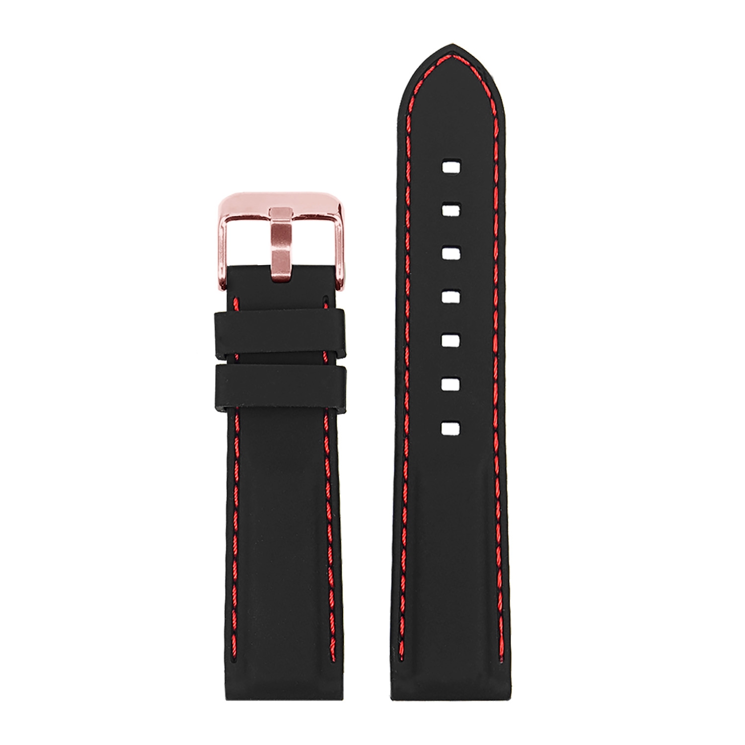 StrapsCo Silicone Rubber Watch Band Strap w/ Stitching for Fitbit Charge 4 & Charge 3 - Black & Red