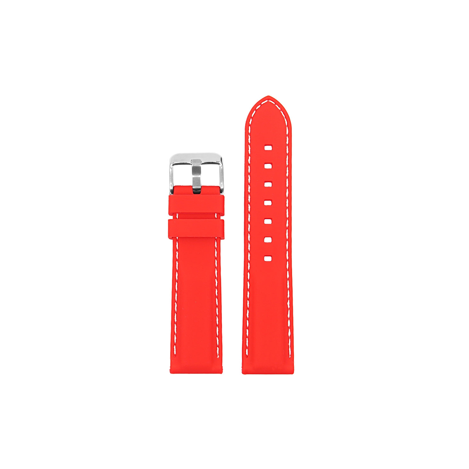StrapsCo Silicone Rubber Watch Band Strap w/ Stitching for Fitbit Charge 4 & Charge 3 - Red & White