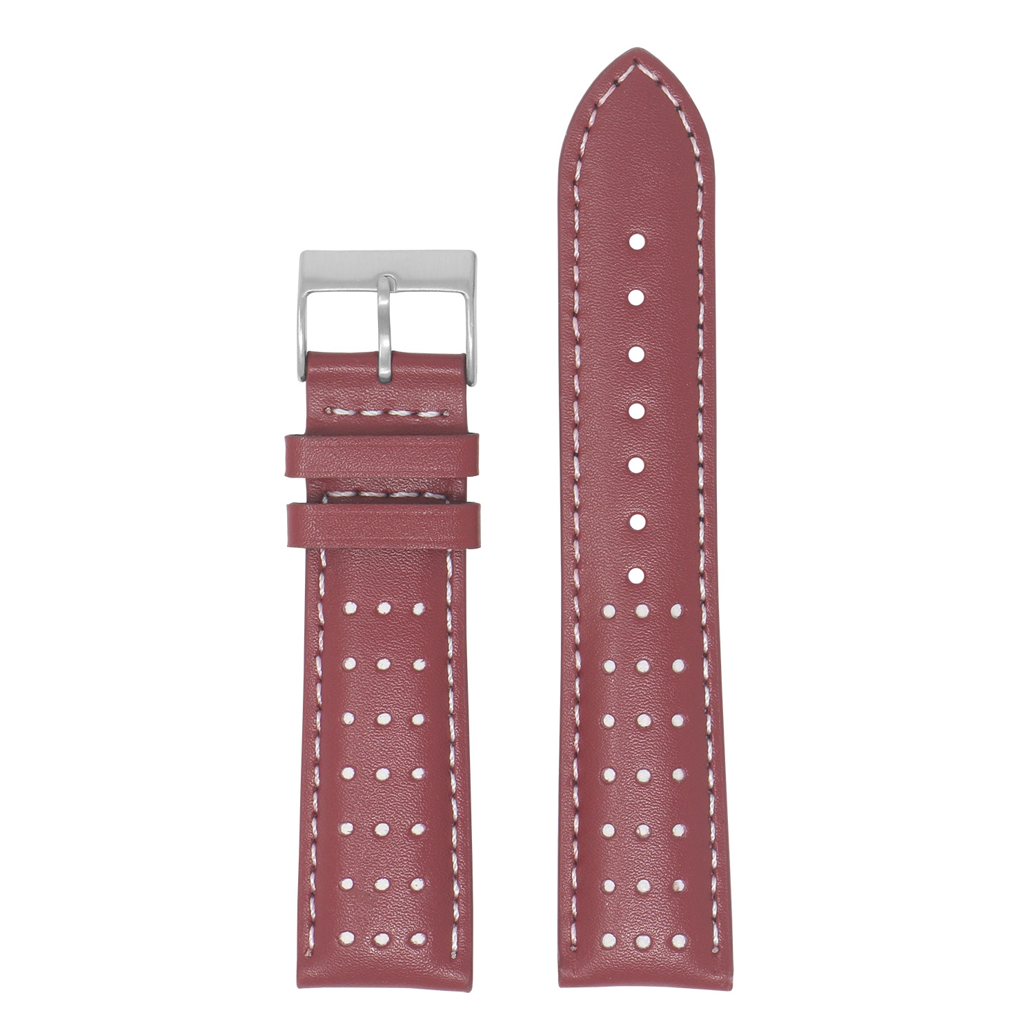 DASSARI Perforated Leather Racing Watch Band Strap for Fitbit Charge 4 & Charge 3 - Red & White