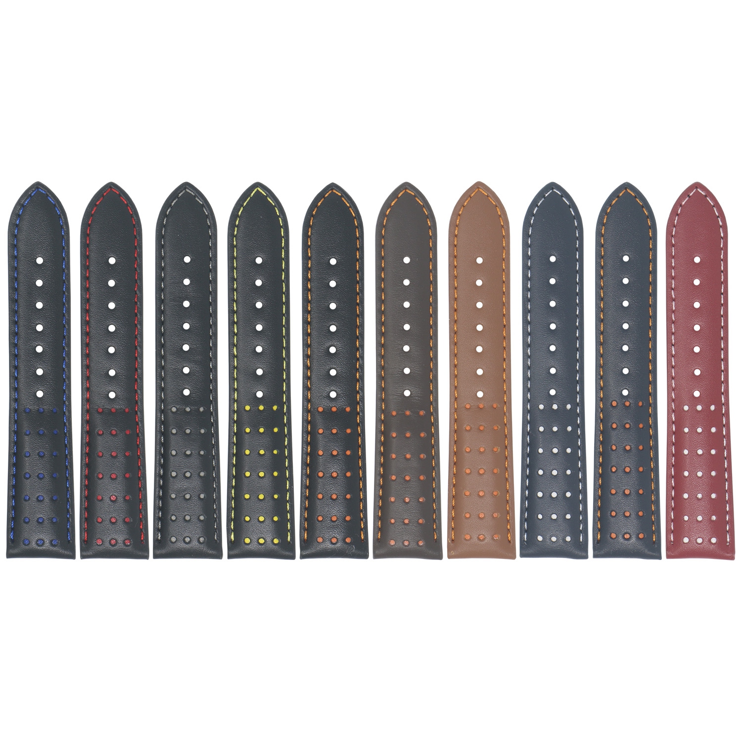 DASSARI Perforated Leather Racing Watch Band Strap for Fitbit Charge 4 & Charge 3 - Red & White