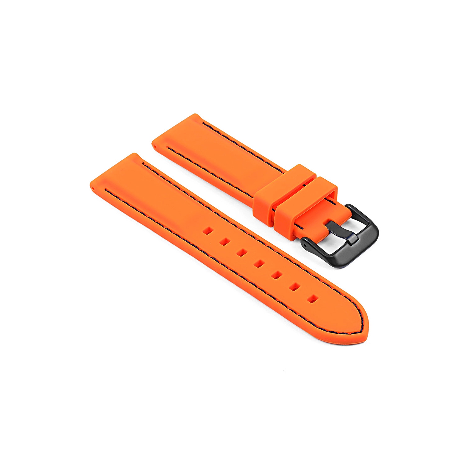 StrapsCo Silicone Rubber Watch Band Strap w/ Stitching for Fitbit Charge 4 & Charge 3 - Orange & Black