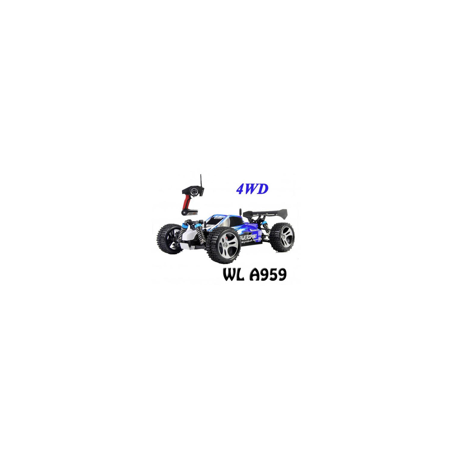 Wltoys A959 Rc Car 1/18 Scale 2.4Gh 4WD Off-Road Buggy(Blue)