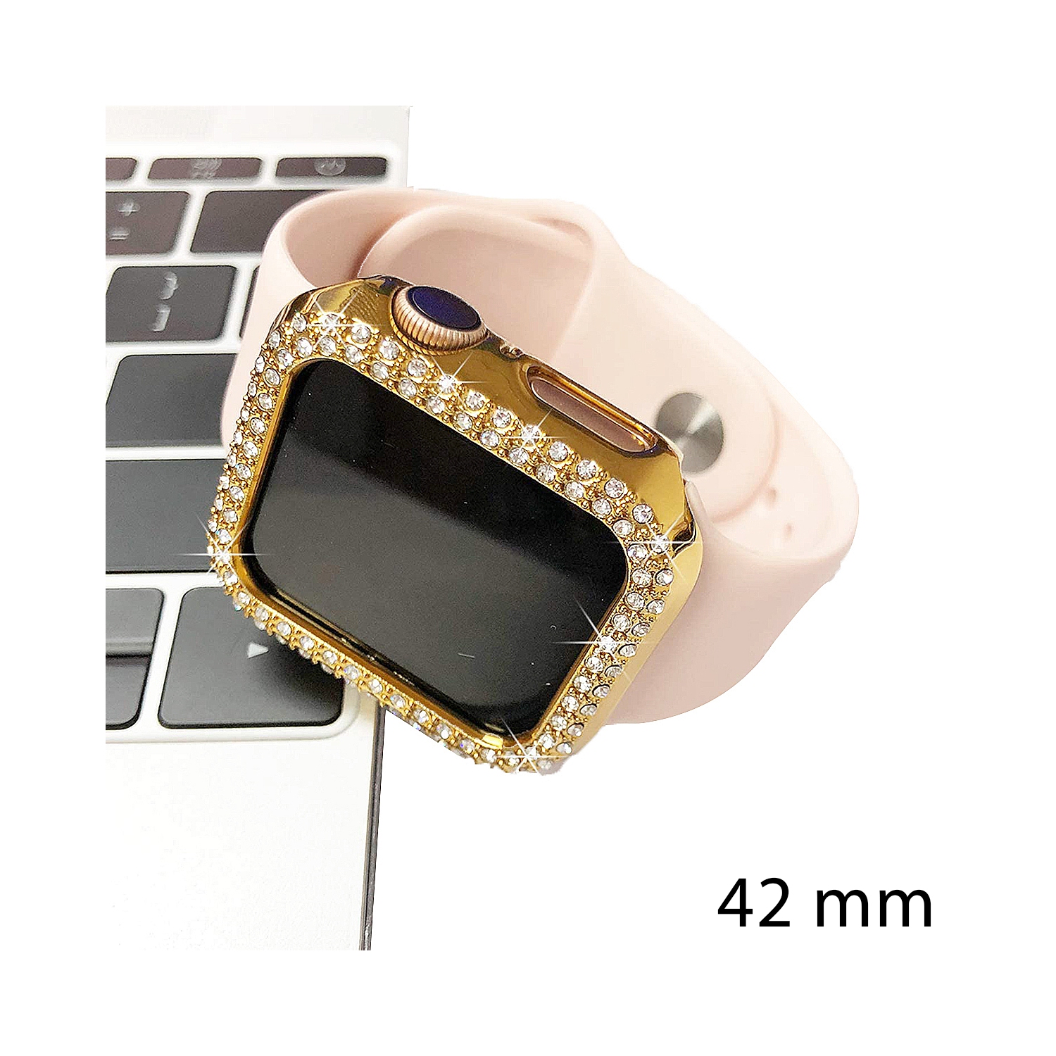 Crystal Diamond Design Bumper Case Body Protection Cover Watch Shell For Apple iWatch 42mm Series 1 / 2 / 3 - Gold