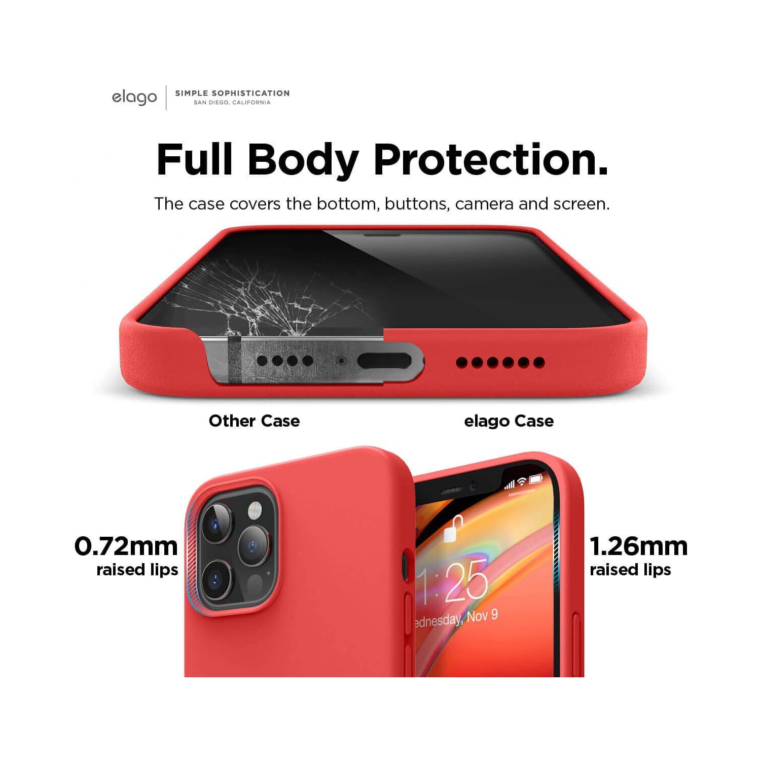 Étui en silicone liquide d’Elago compatible avec l’étui iPhone 12 Pro Max de 6.7 po- protection intégrale (protection d’écran et d’appareil photo)