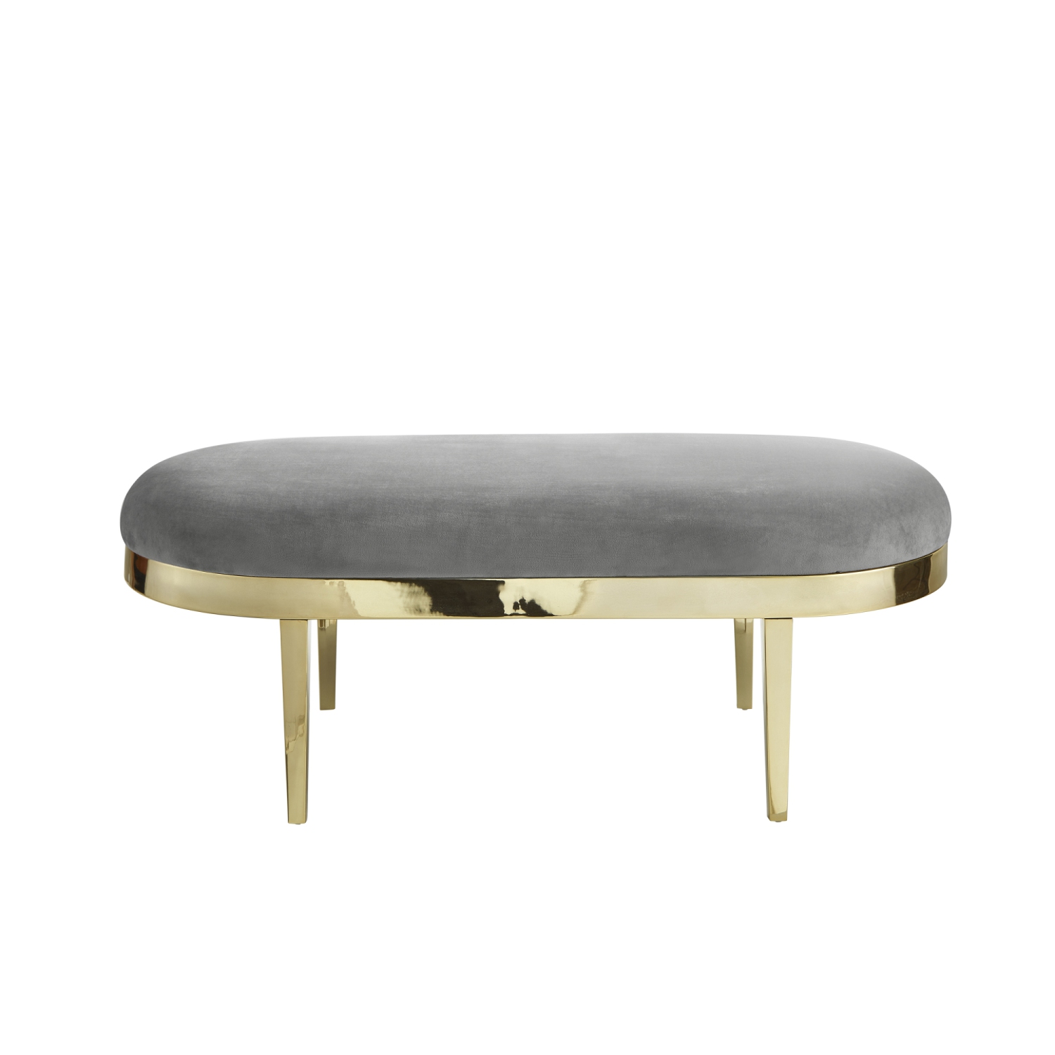 Inspired Home Ezequiel Velvet Bench, Grey