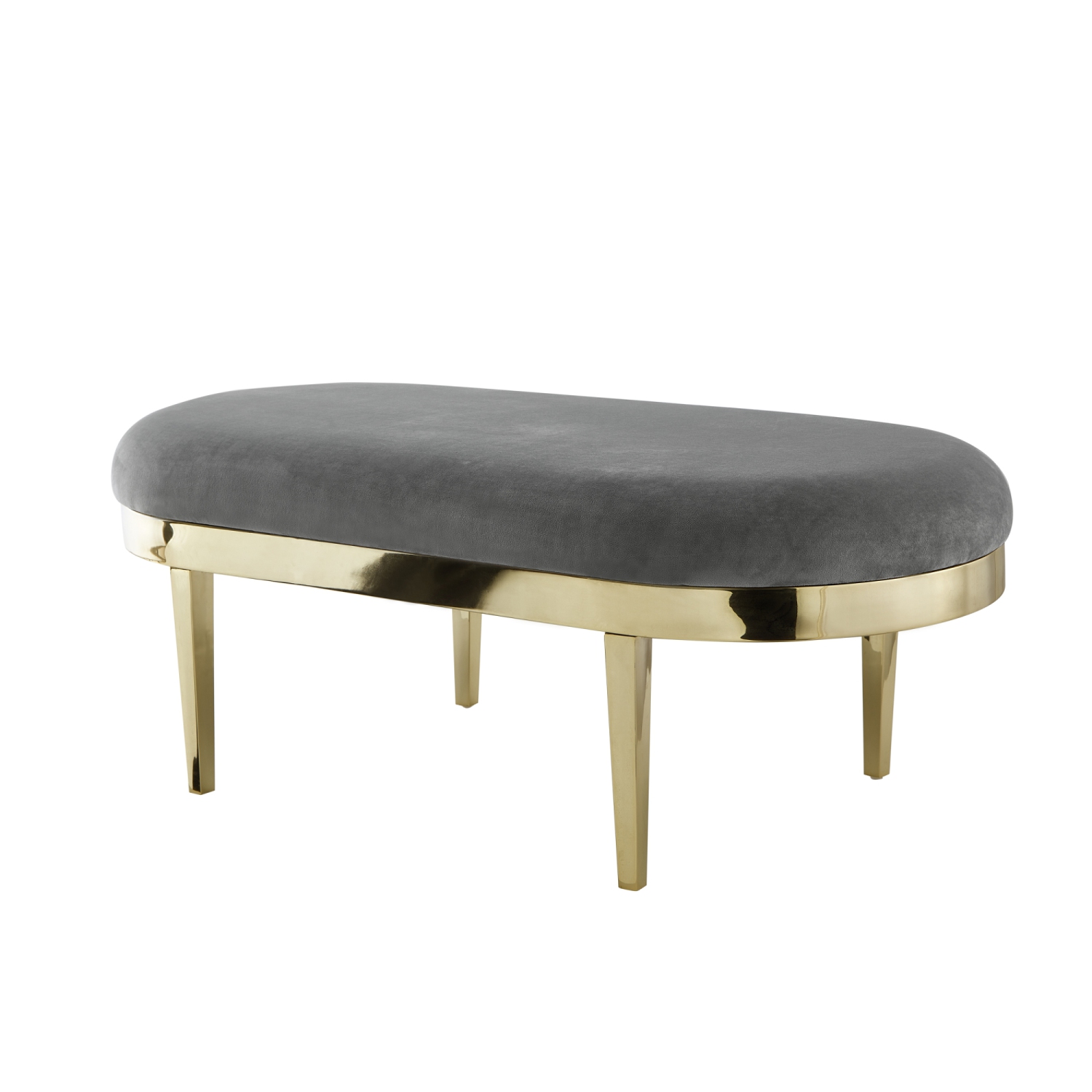 Inspired Home Ezequiel Velvet Bench, Grey