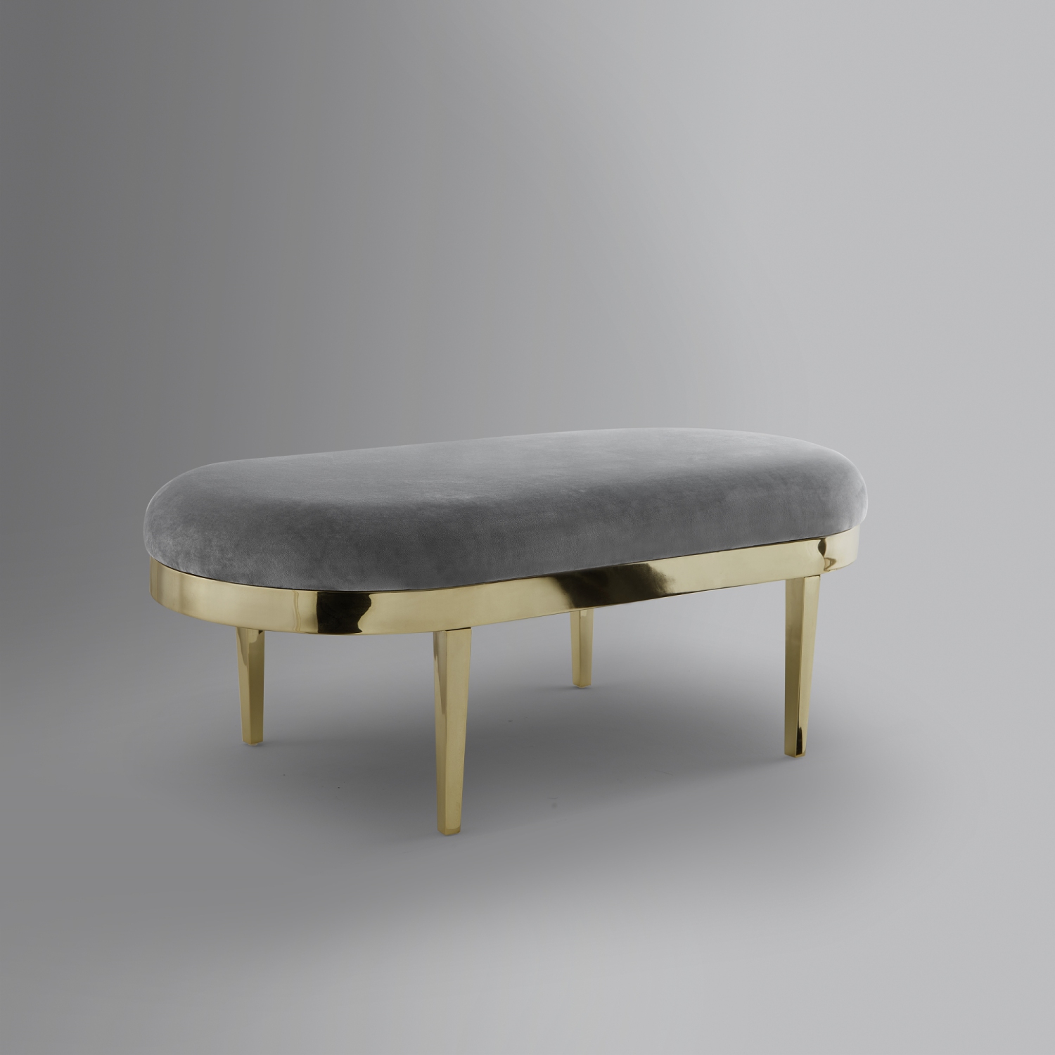 Inspired Home Ezequiel Velvet Bench, Grey