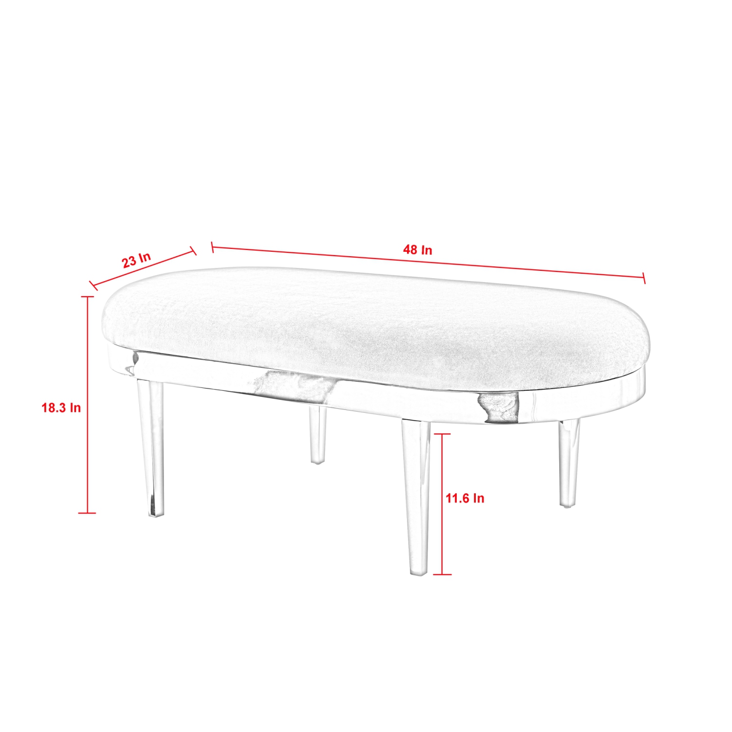 Inspired Home Ezequiel Velvet Bench, Grey