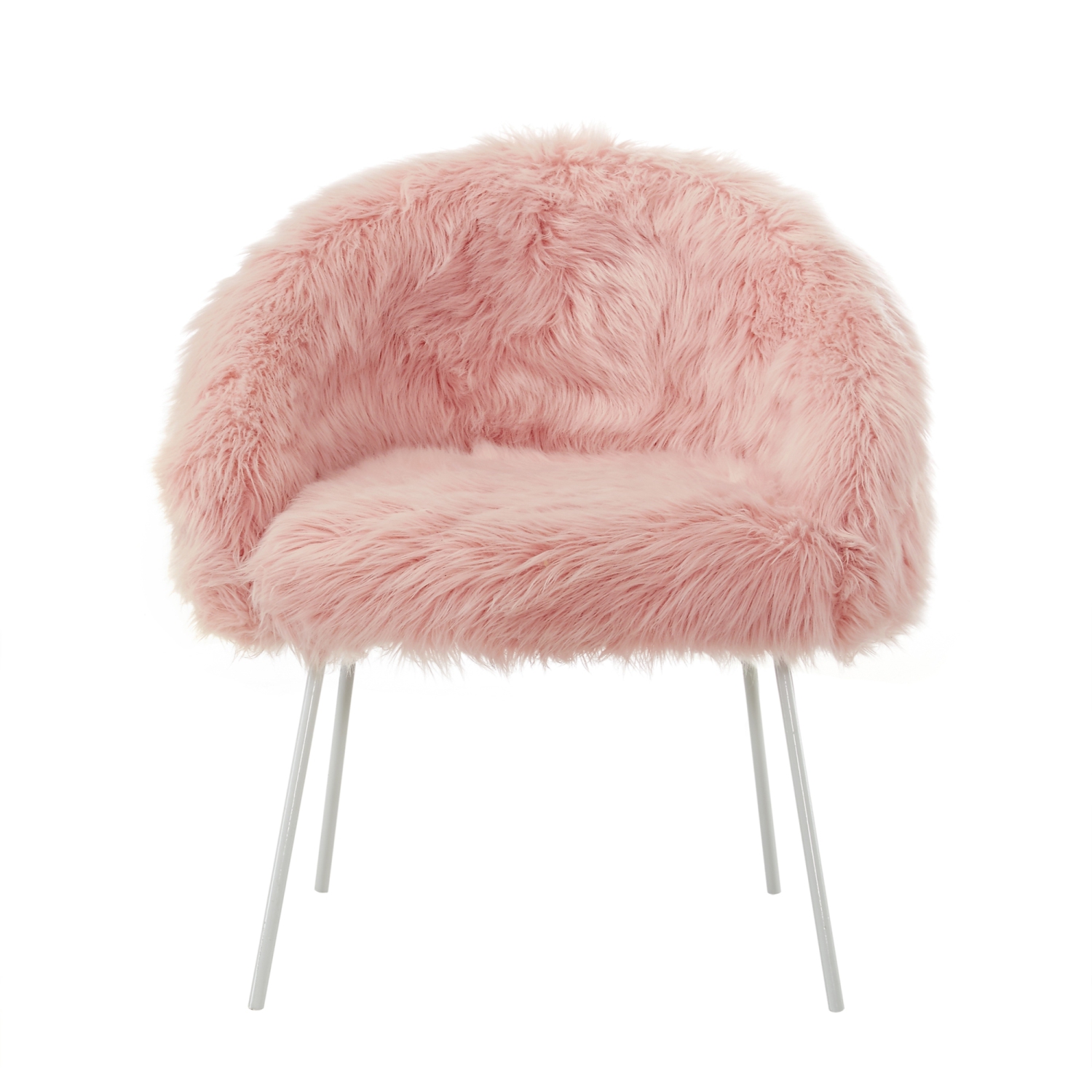 Inspired Home Myla Faux Fur Accent Chair, Rose