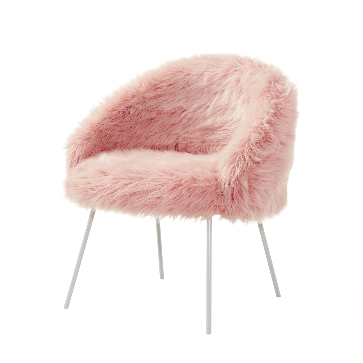 Inspired Home Myla Faux Fur Accent Chair, Rose