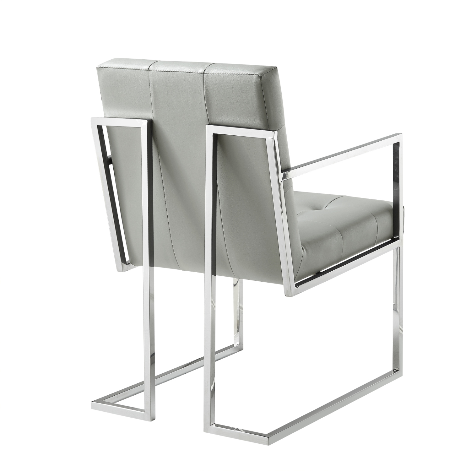 Inspired Home Lauryn Leather PU Dining Chair Set of 2, Light Grey