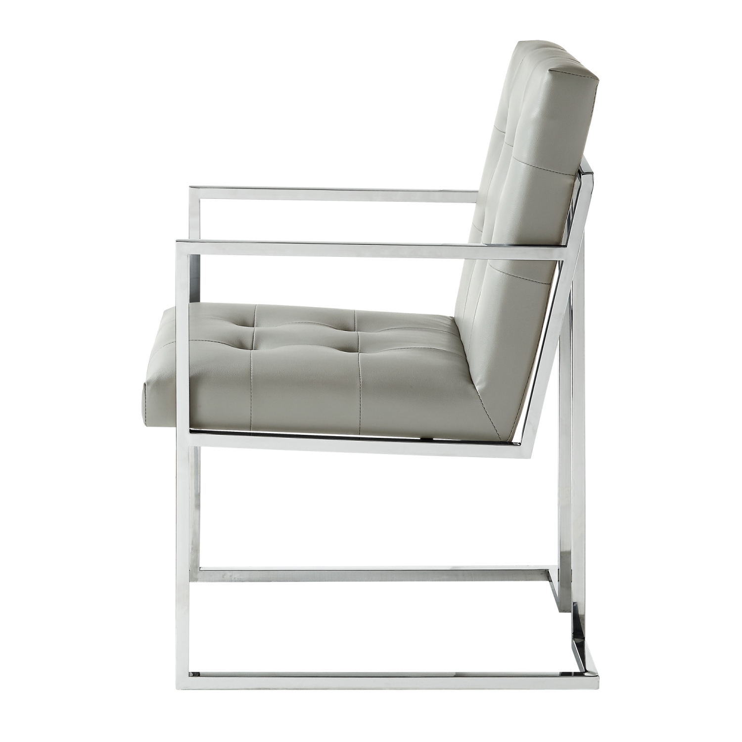 Inspired Home Lauryn Leather PU Dining Chair Set of 2, Light Grey