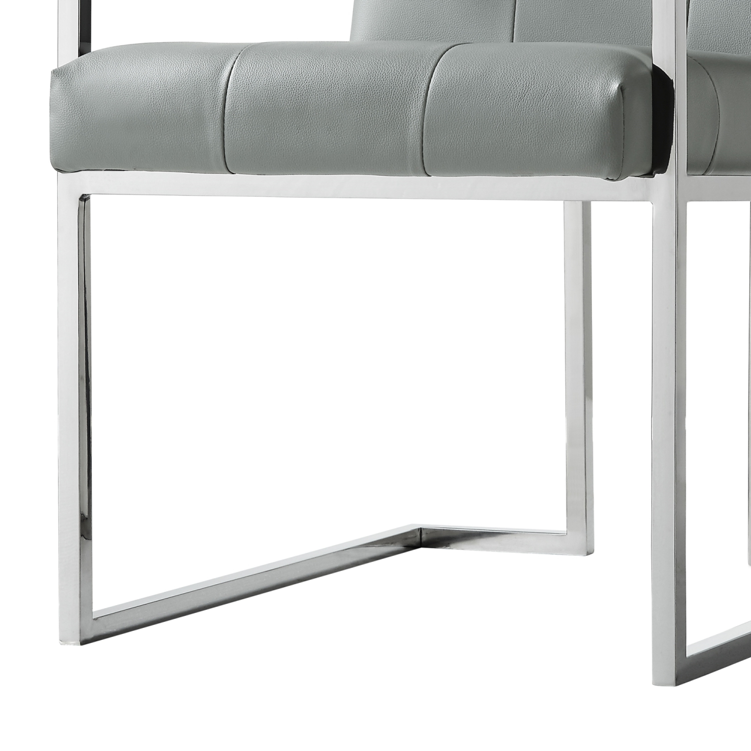 Inspired Home Lauryn Leather PU Dining Chair Set of 2, Light Grey