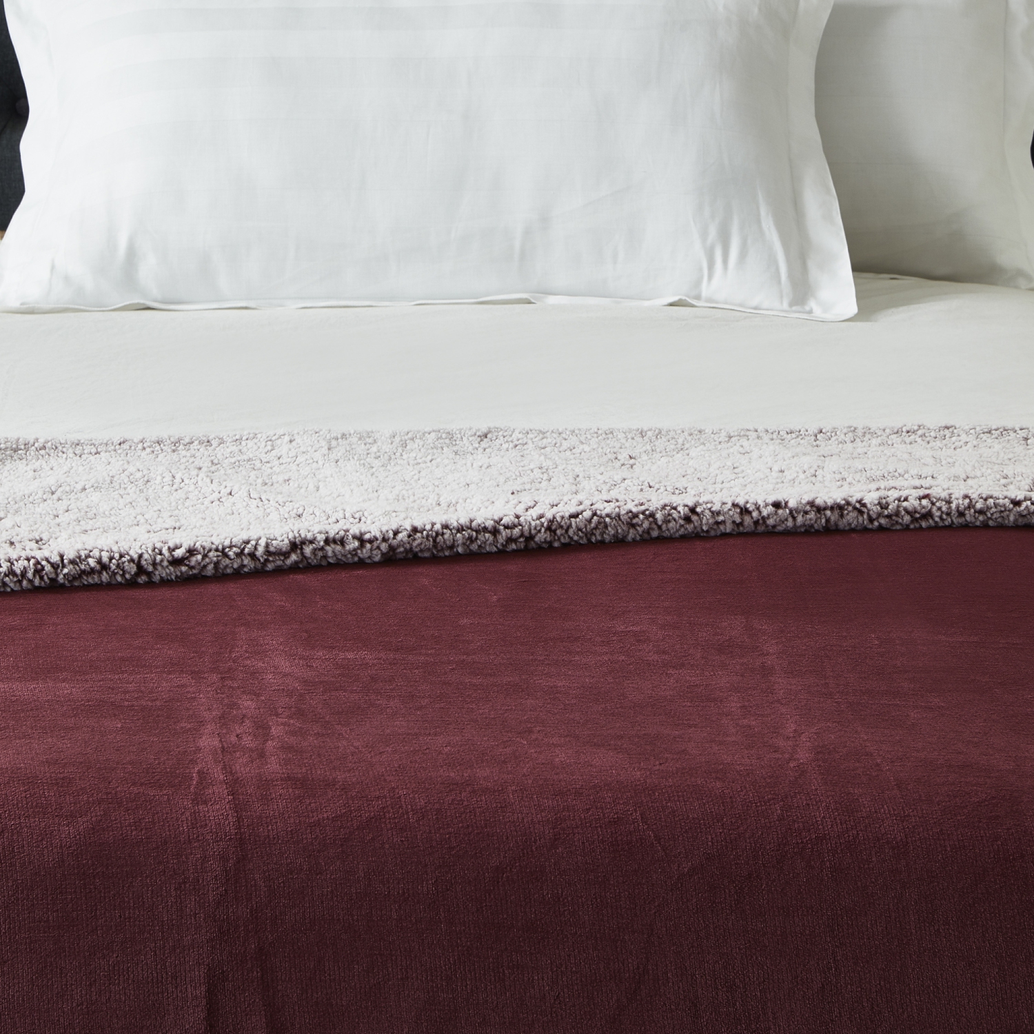 Cozy Tyme Edith Flannel Reversible Sherpa Throw Super Soft 50"x 60", Purple