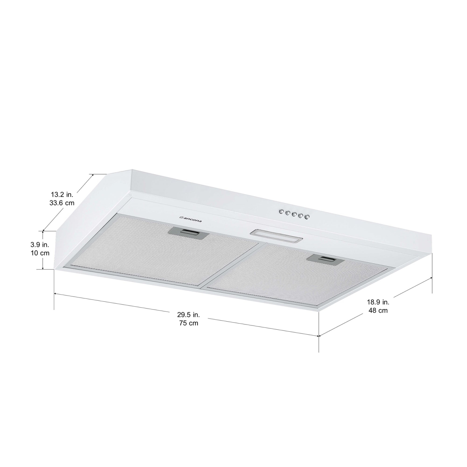 Ancona 30" Convertible Under Cabinet Range Hood in White