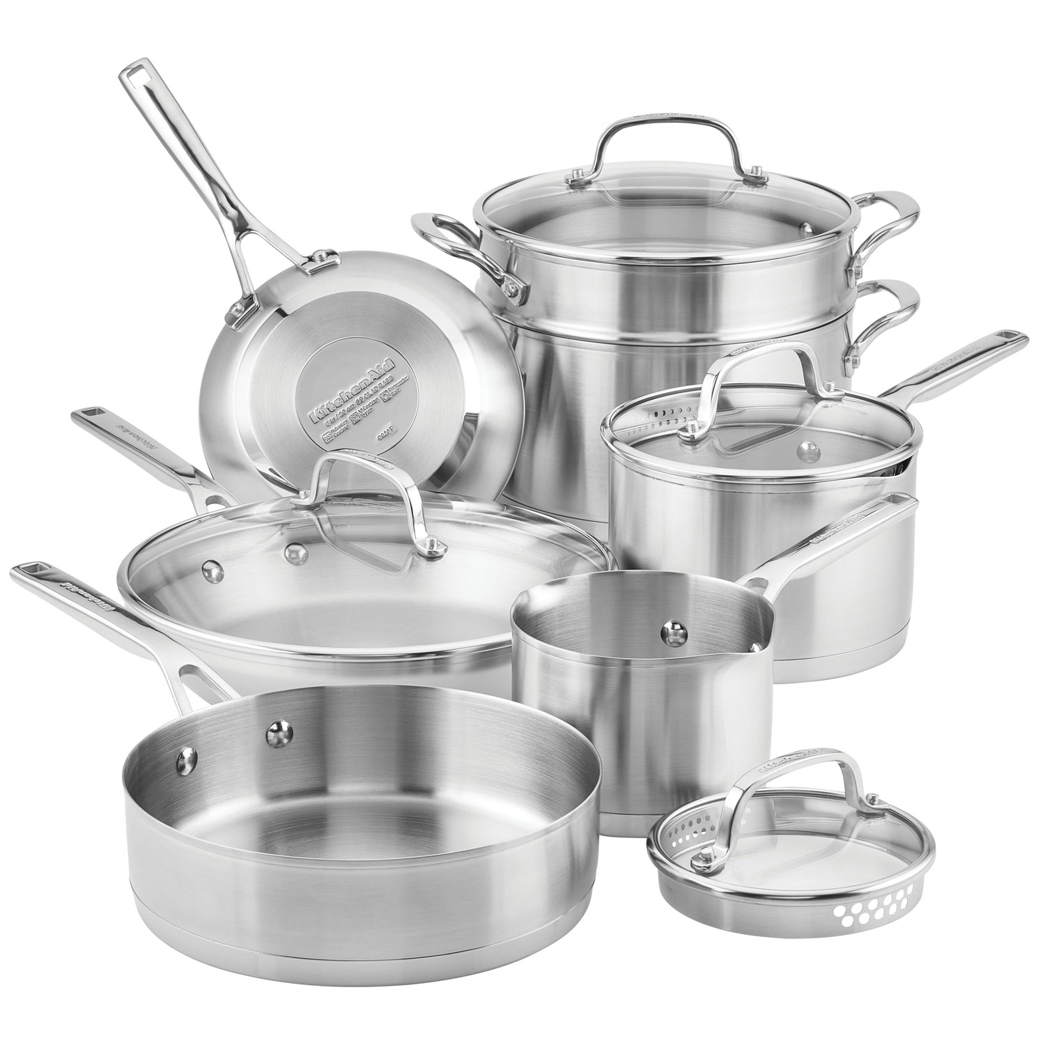 Kitchenaid 11 Piece Stainless Steel Cookware Set Silver Best Buy Canada