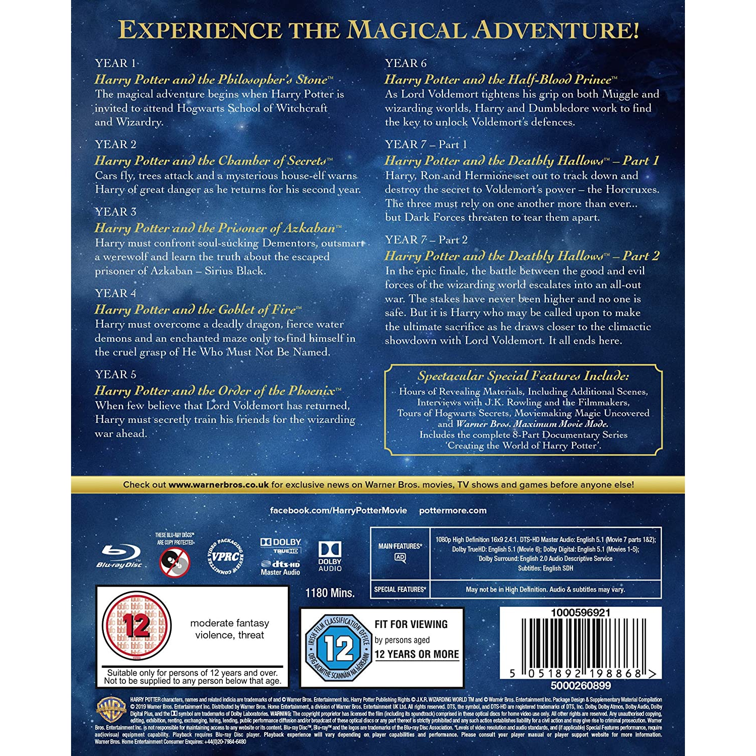 Harry Potter: Complete 8-Film Collection [Blu-Ray Box Set]