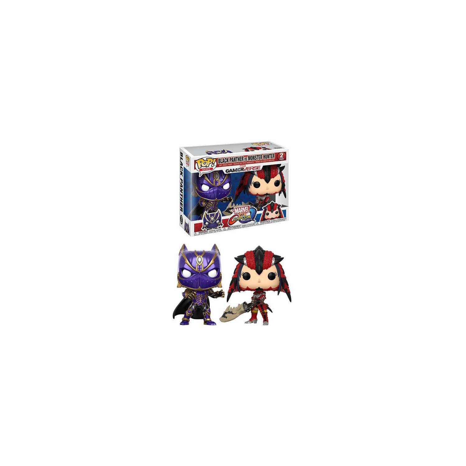 Funko POP! Games - Marvel Vs. Capcom Infinite: Black Panther Vs. Monster Hunter Vinyl Bobble-heads [Toys, Ages 3+, 2-Pack]