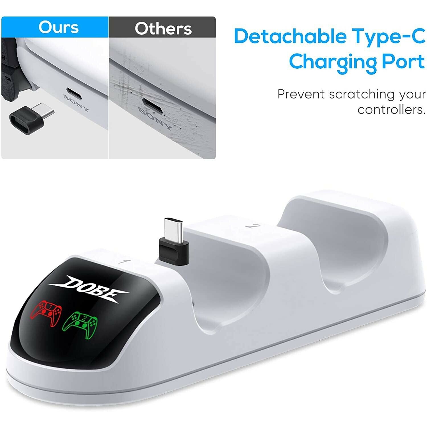 Chargeur de contrôleur PS5, station de charge PS5 pour contrôleur double sens, station de chargeur de contrôleur PS5 avec adaptateur secteur à charge