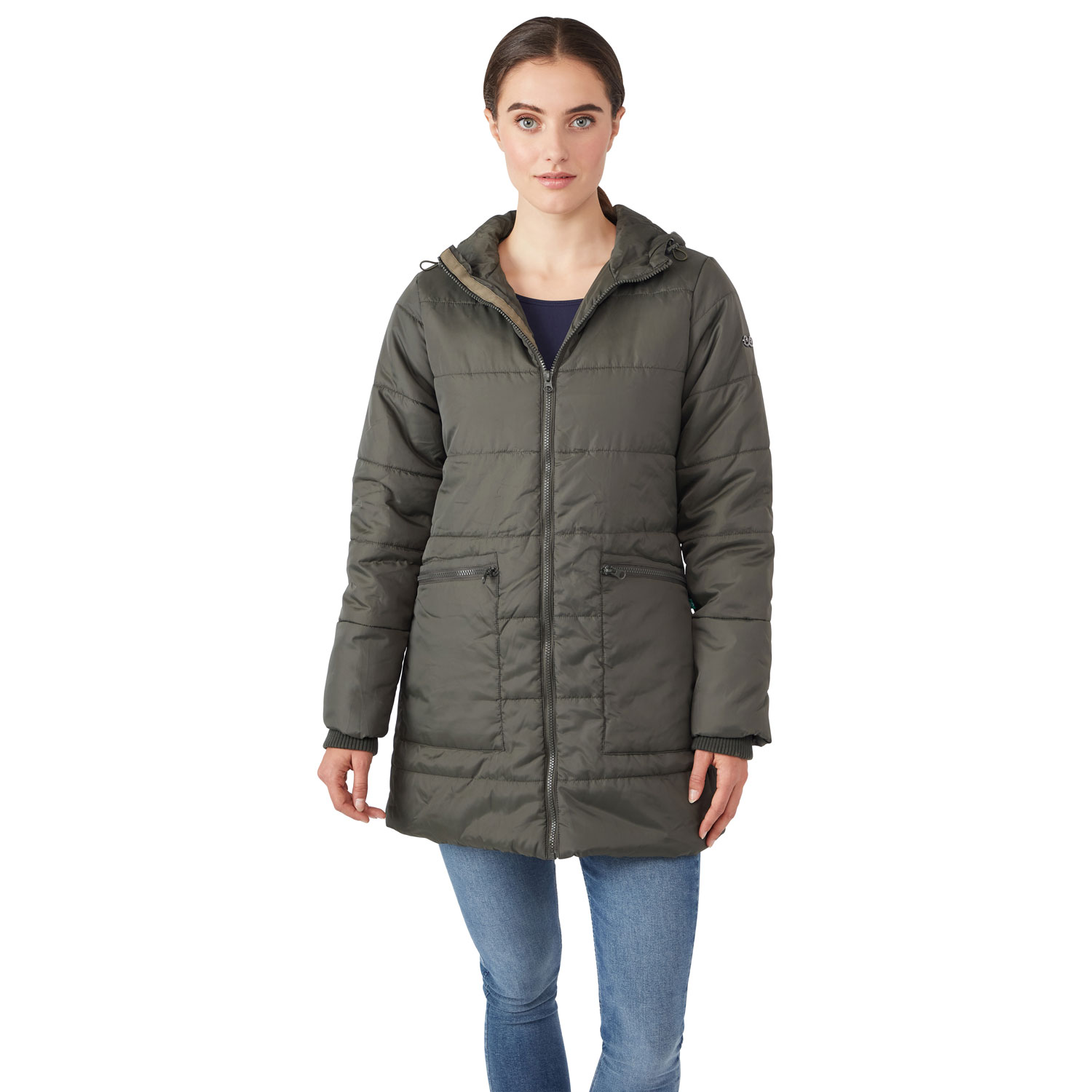 Modern Eternity Gianna Maternity Puffer Coat - Small - Khaki