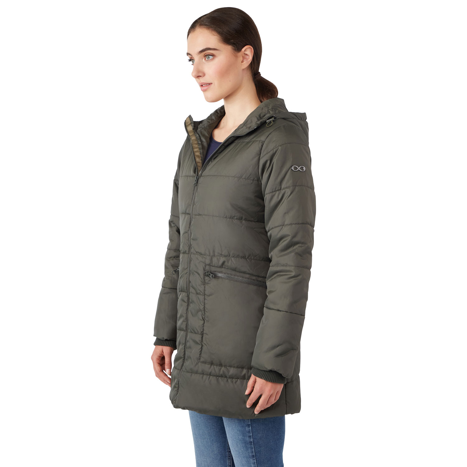 Modern Eternity Gianna Maternity Puffer Coat - Small - Khaki