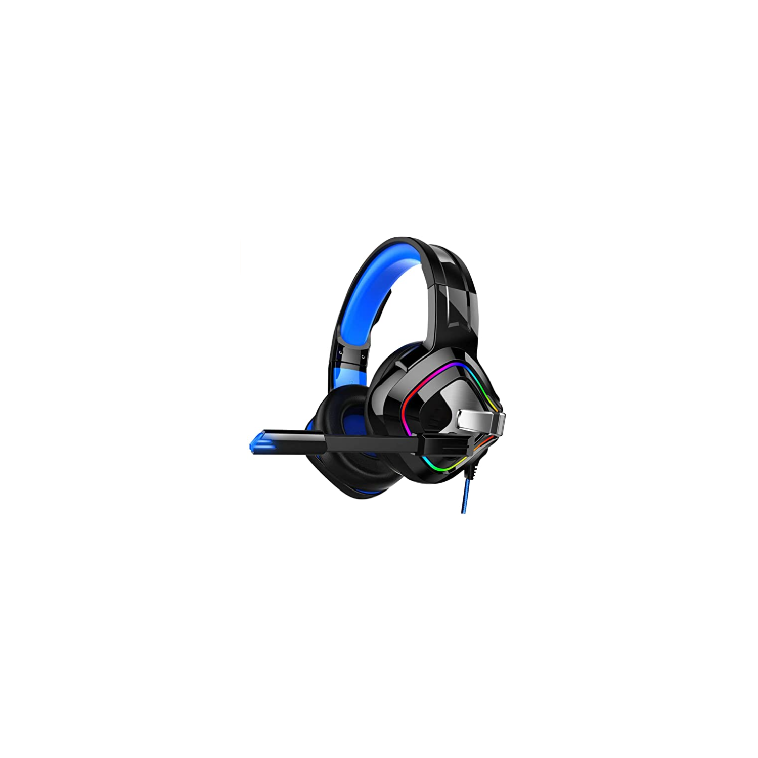 Gaming Headset for PC and Consoles, Ultra Led Light Soft Memory Headset with Noise Canceling Mic, Over-Ear Gaming Headphone, PS4 Xbox Computer Headset