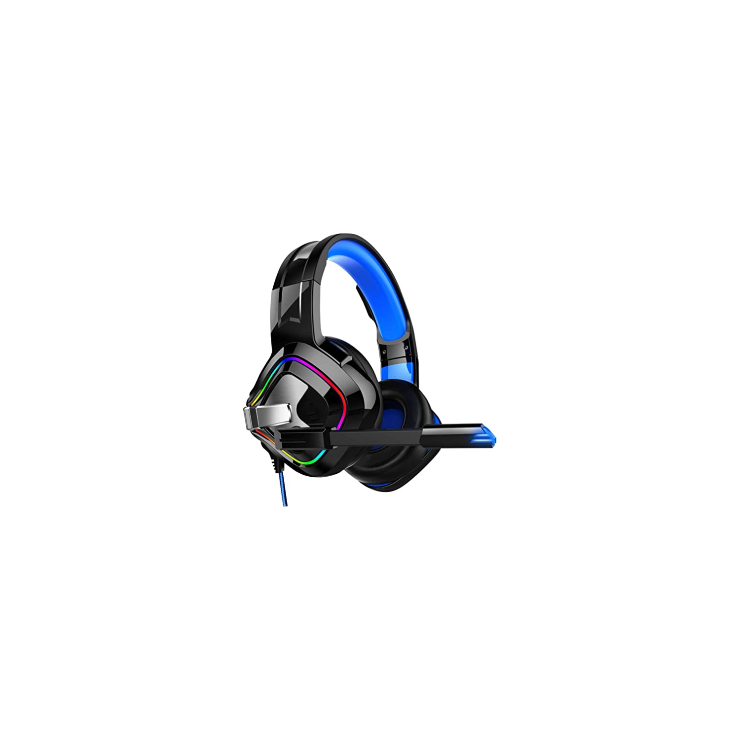 Gaming Headset for PC and Consoles, Ultra Led Light Soft Memory Headset with Noise Canceling Mic, Over-Ear Gaming Headphone, PS4 Xbox Computer Headset