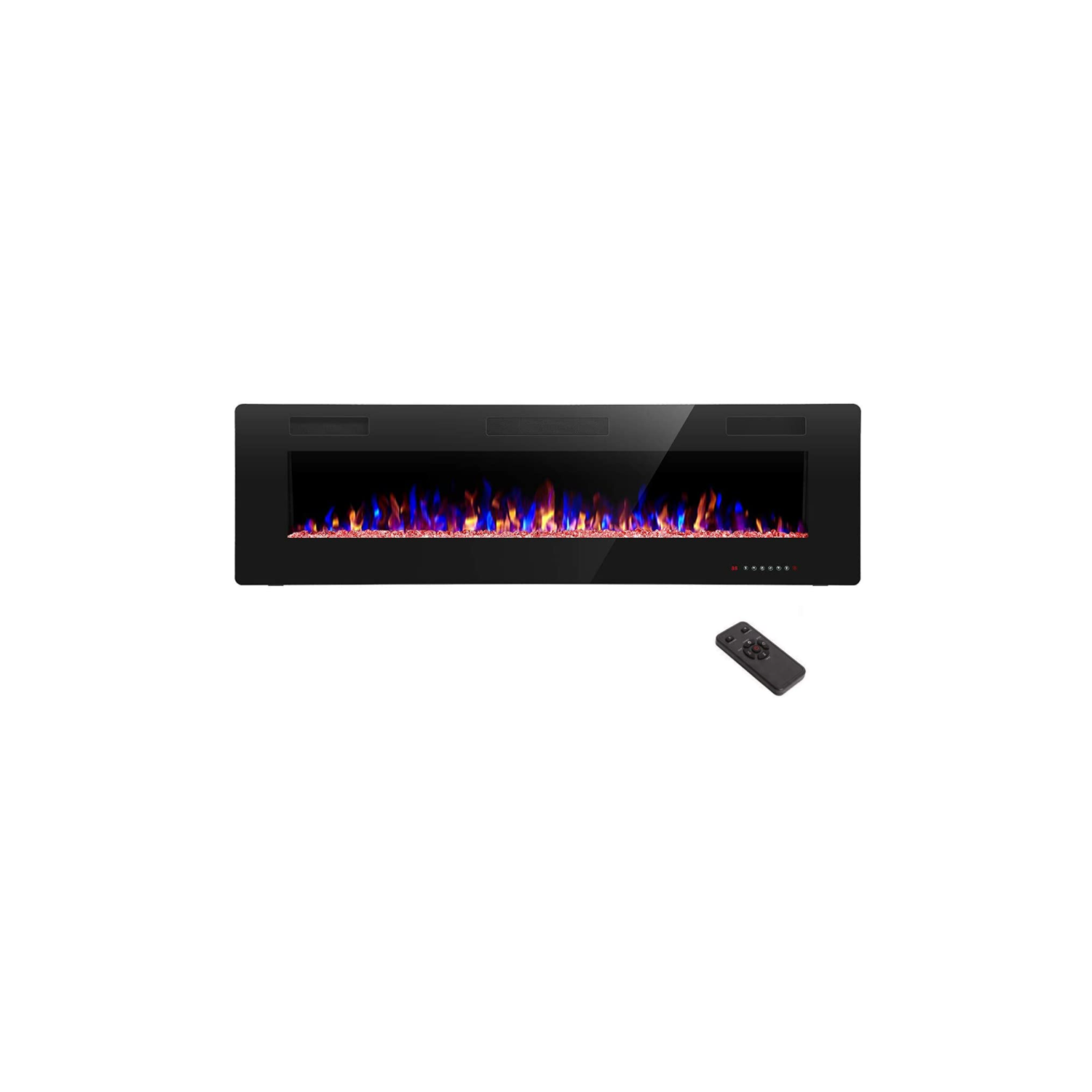 R.W.FLAME 60 inch Recessed and Wall Mounted Electric Fireplace, Ultra Thin and Low Noise,Fit for 2 x 6 Stud, Remote Control with Timer,Touch
