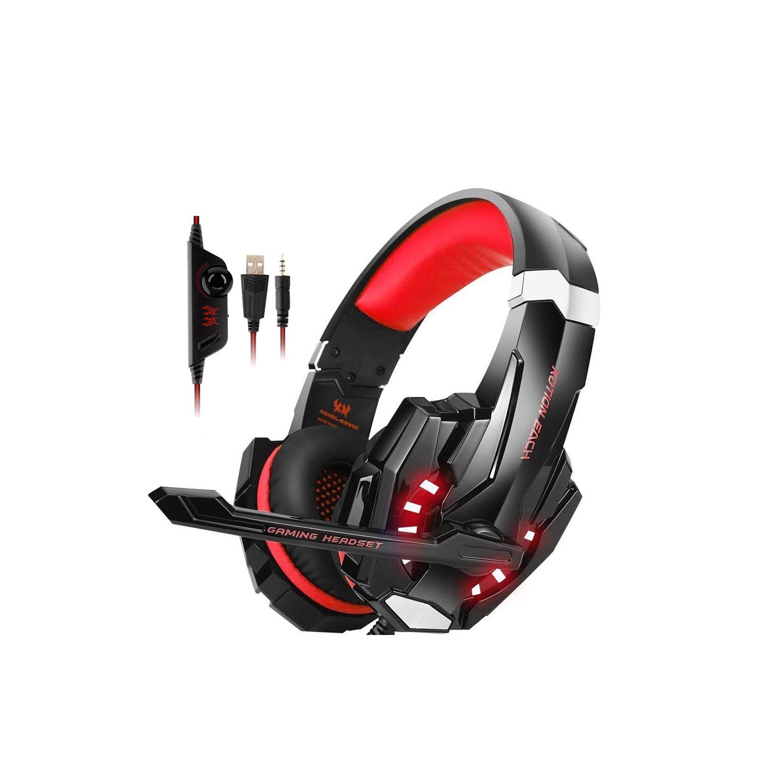 G9000 LED Light 3.5mm Gaming Headphone Headset Earphone Headband With Microphone For Desktop Laptop Tablet Mobile - Red