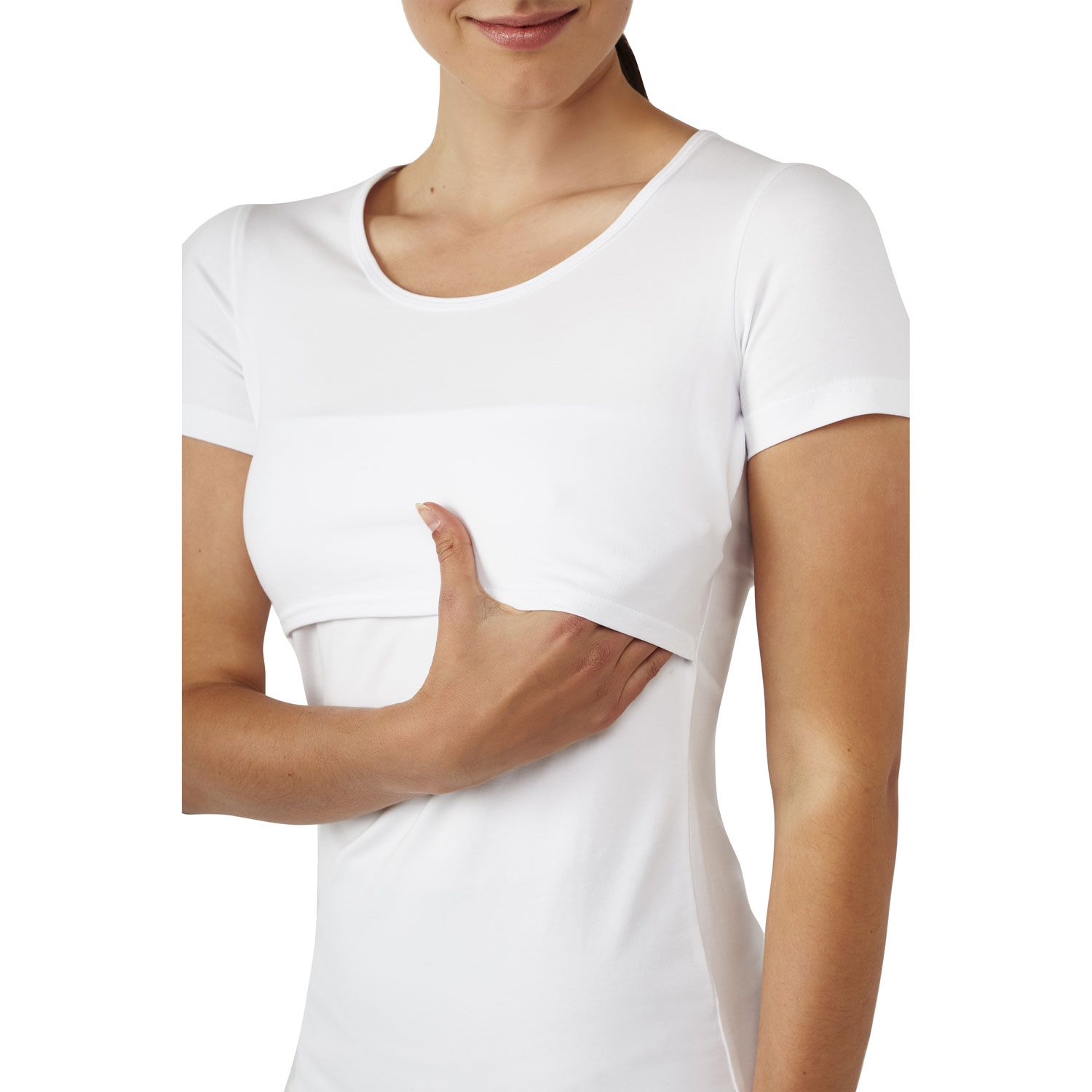 Modern Eternity Nia Short Sleeve Nursing & Maternity Top - X-Large - White