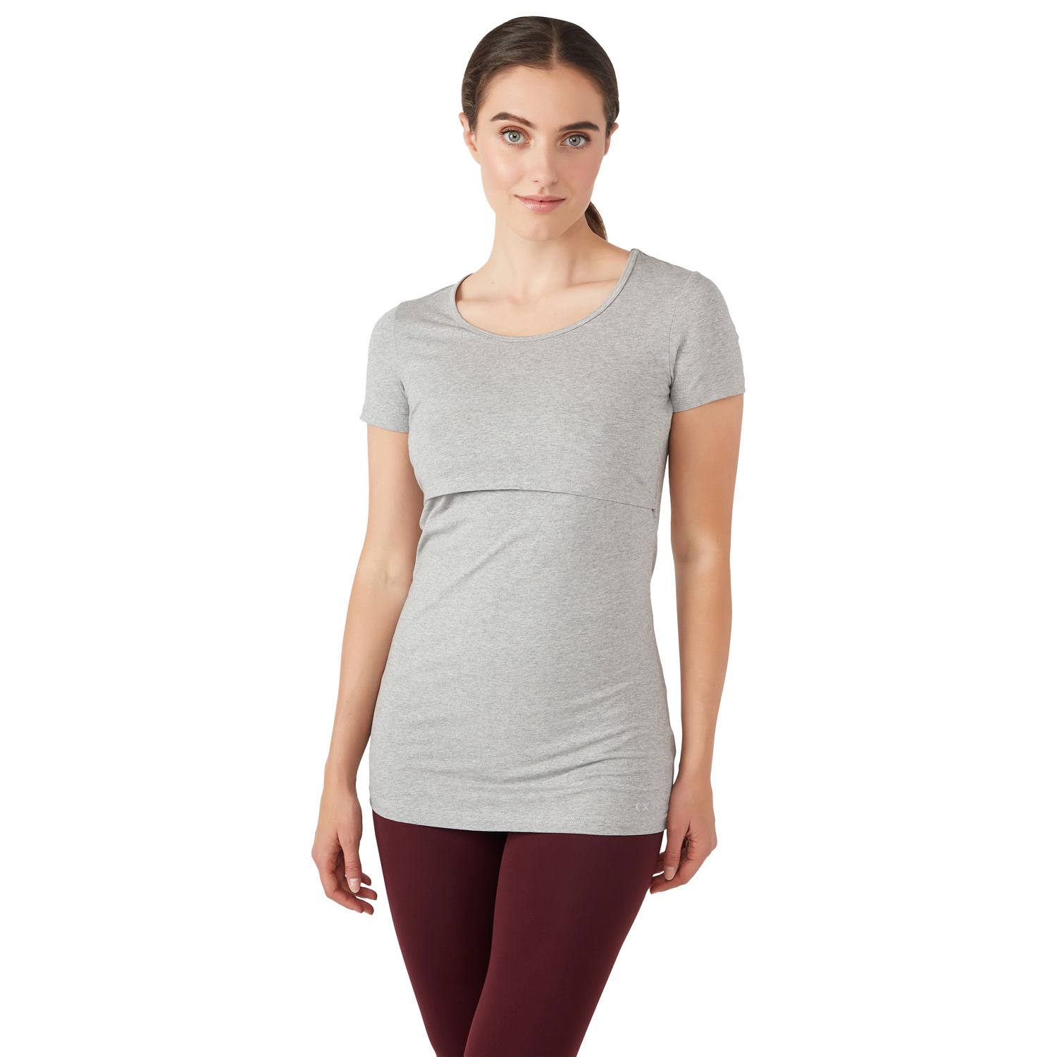 Modern Eternity Nia Short Sleeve Nursing & Maternity Top - Large - Steel Grey Melange