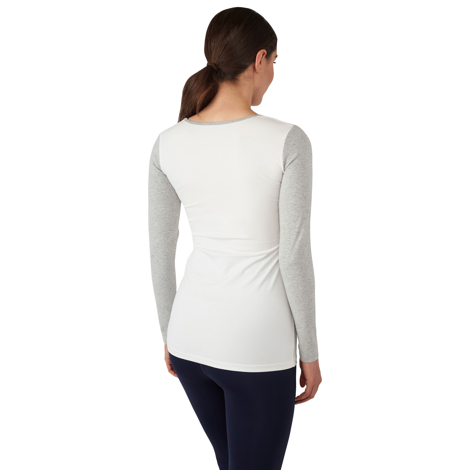 Modern Eternity Charlotte long Sleeve Nursing and Maternity Top - X-Small - Eggshell Grey Mix