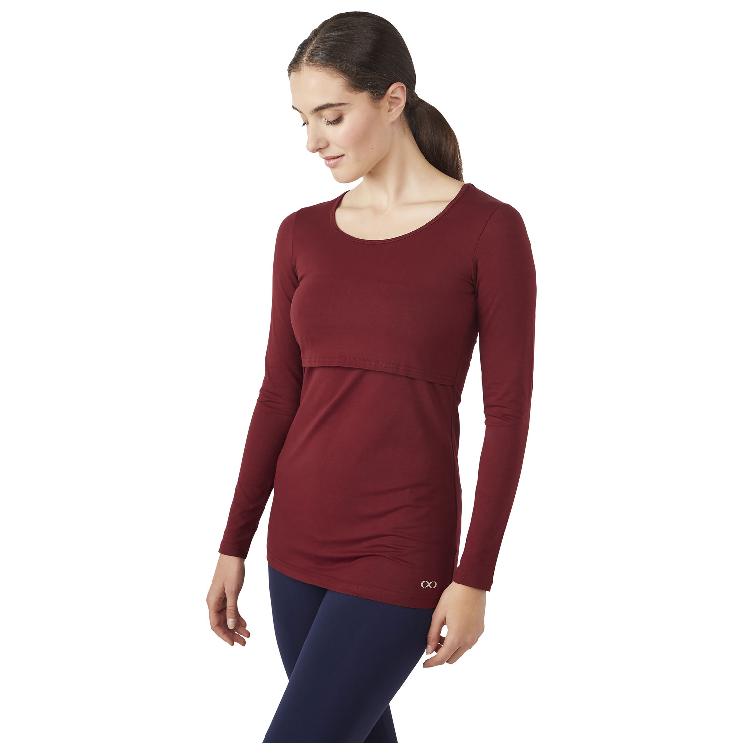 Modern Eternity Charlotte long Sleeve Nursing and Maternity Top - Small - Burgundy