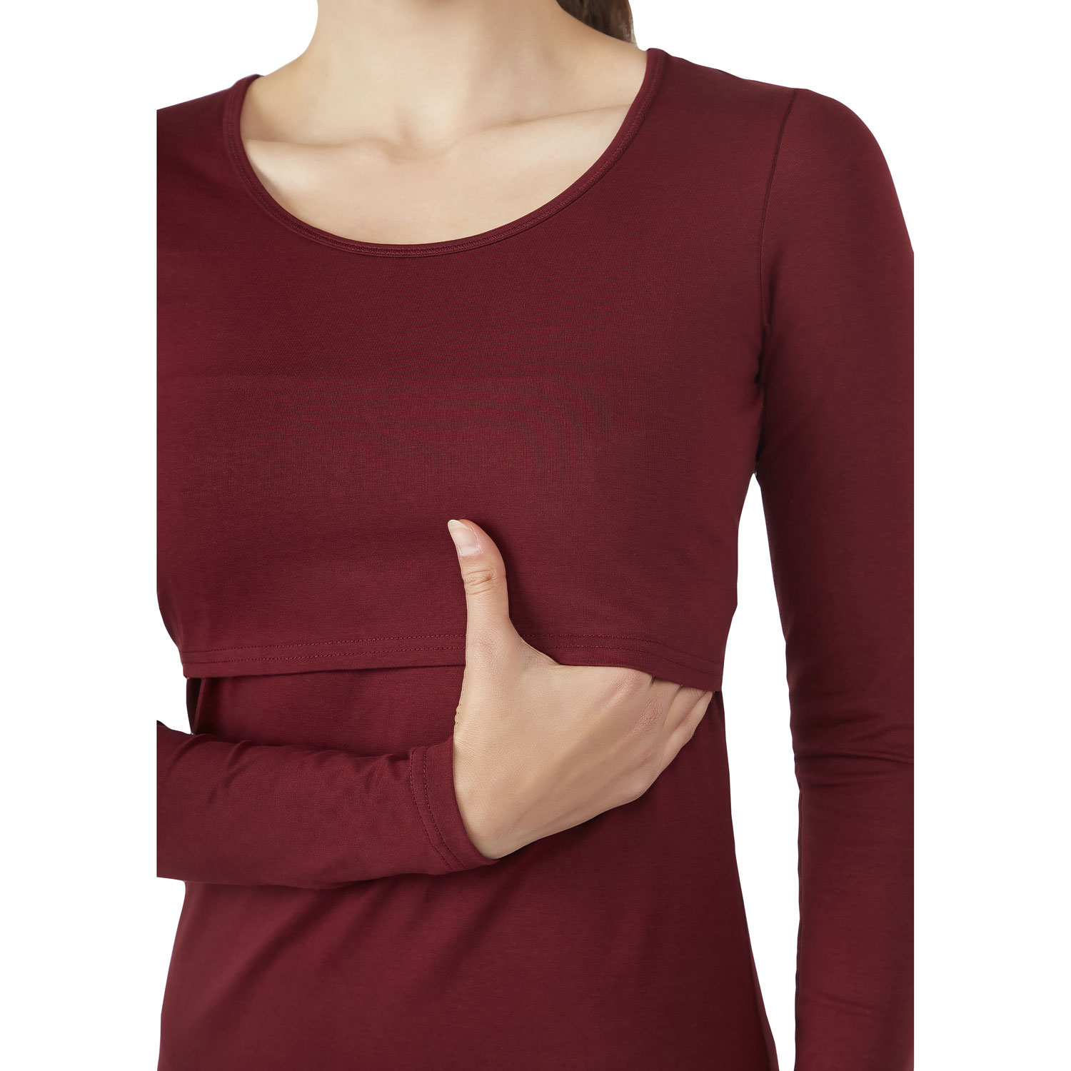Modern Eternity Charlotte long Sleeve Nursing and Maternity Top - Small - Burgundy