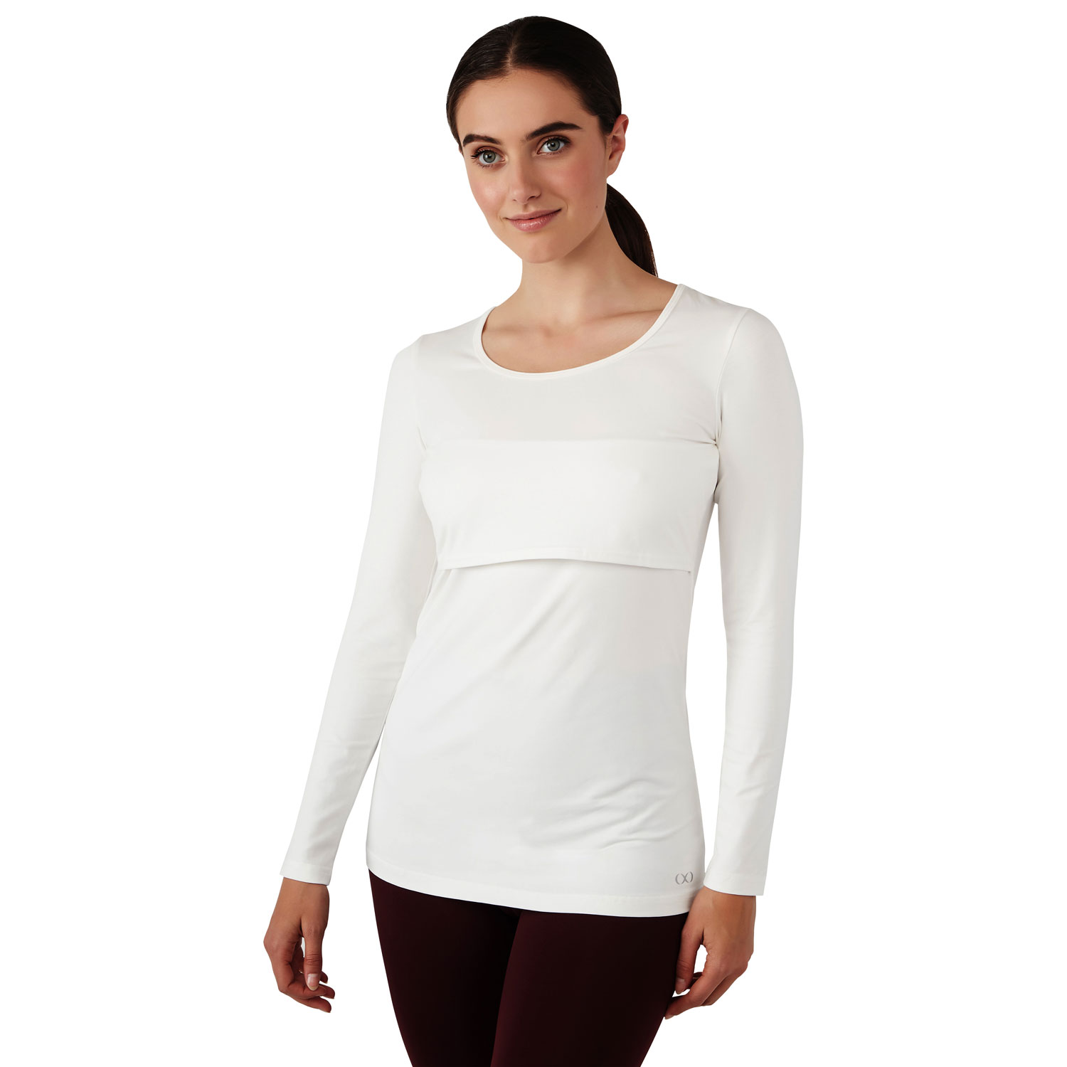 Modern Eternity Charlotte long Sleeve Nursing and Maternity Top - X-Small - Eggshell