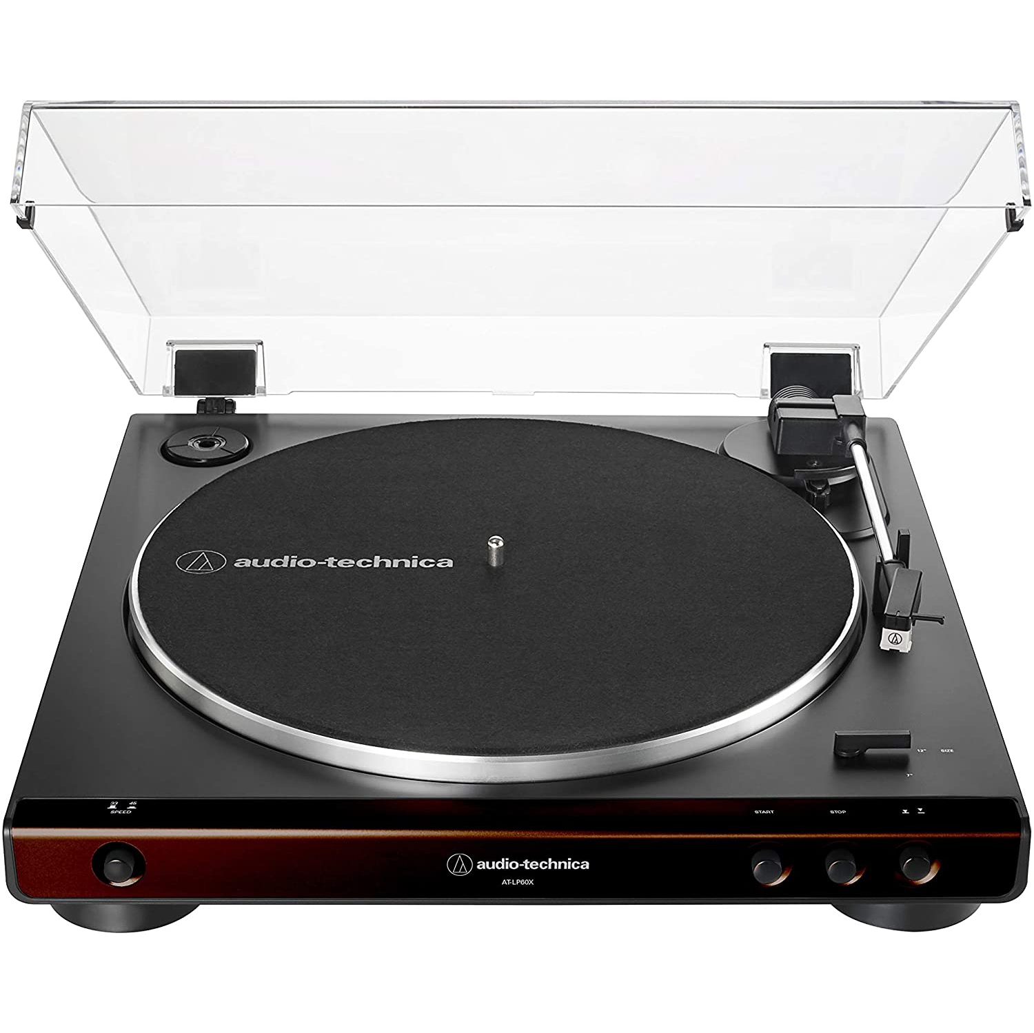 Audio-Technica AT-LP60X-BW Fully Automatic Belt-Drive Stereo Turntable, Brown
