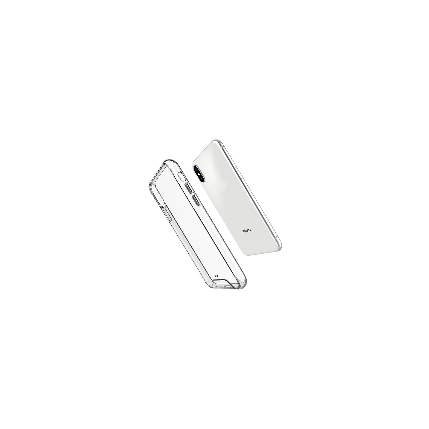 TopSave Crystal Clear Hybrid Case w/Silver Button For Iphone XR