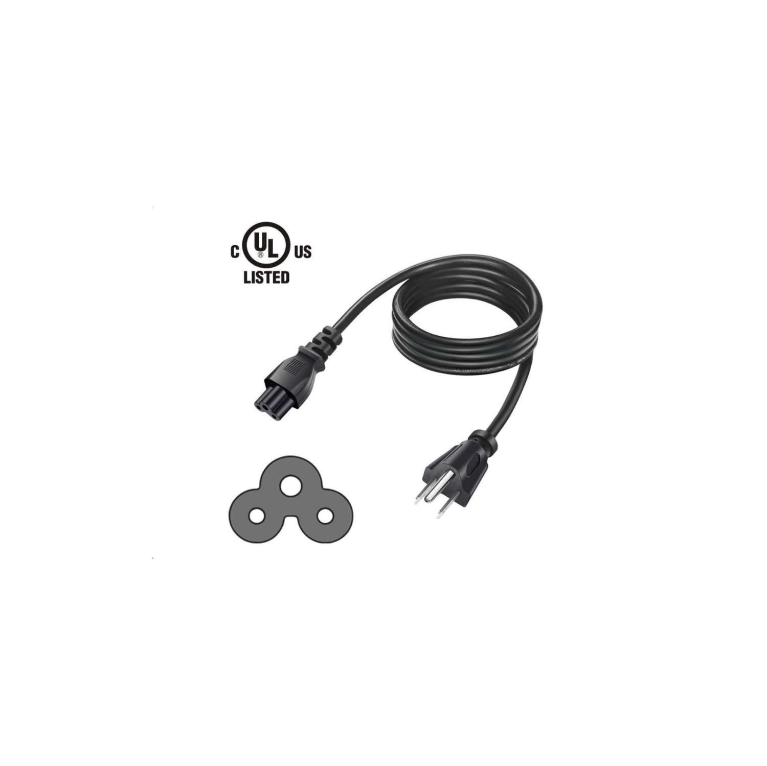 3 Prong AC Laptop Power Cord Cable Fit for LG Asus Acer Dell Samsung HP Sony Lenovo ThinkPad IdeaPad Chromebook Yoga: IEC-60320 IEC320 C5 to NEMA