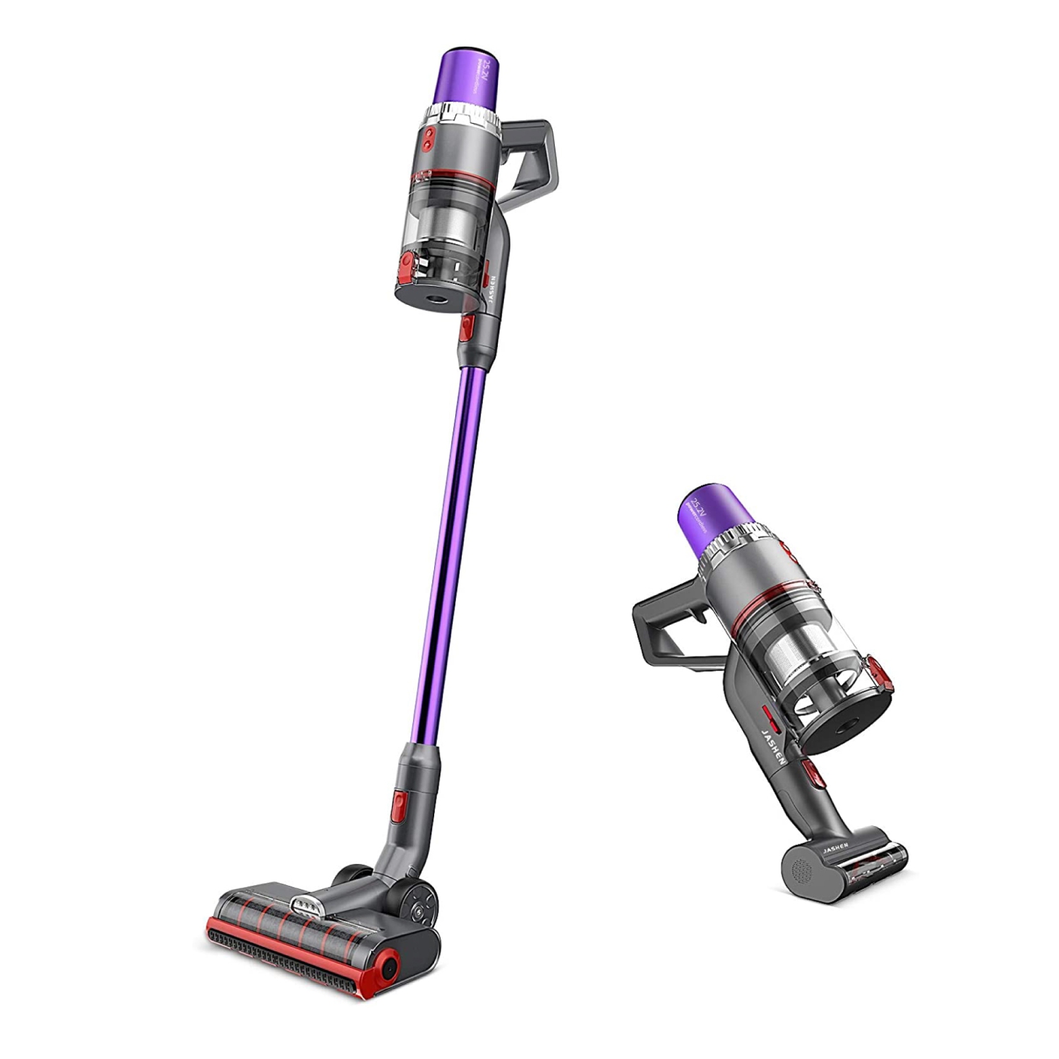 JASHEN V16 350W HEPA Cordless Stick Vacuum Cleaner for Hardwood Floors, Carpet/Rug, Pet Hair - Purple