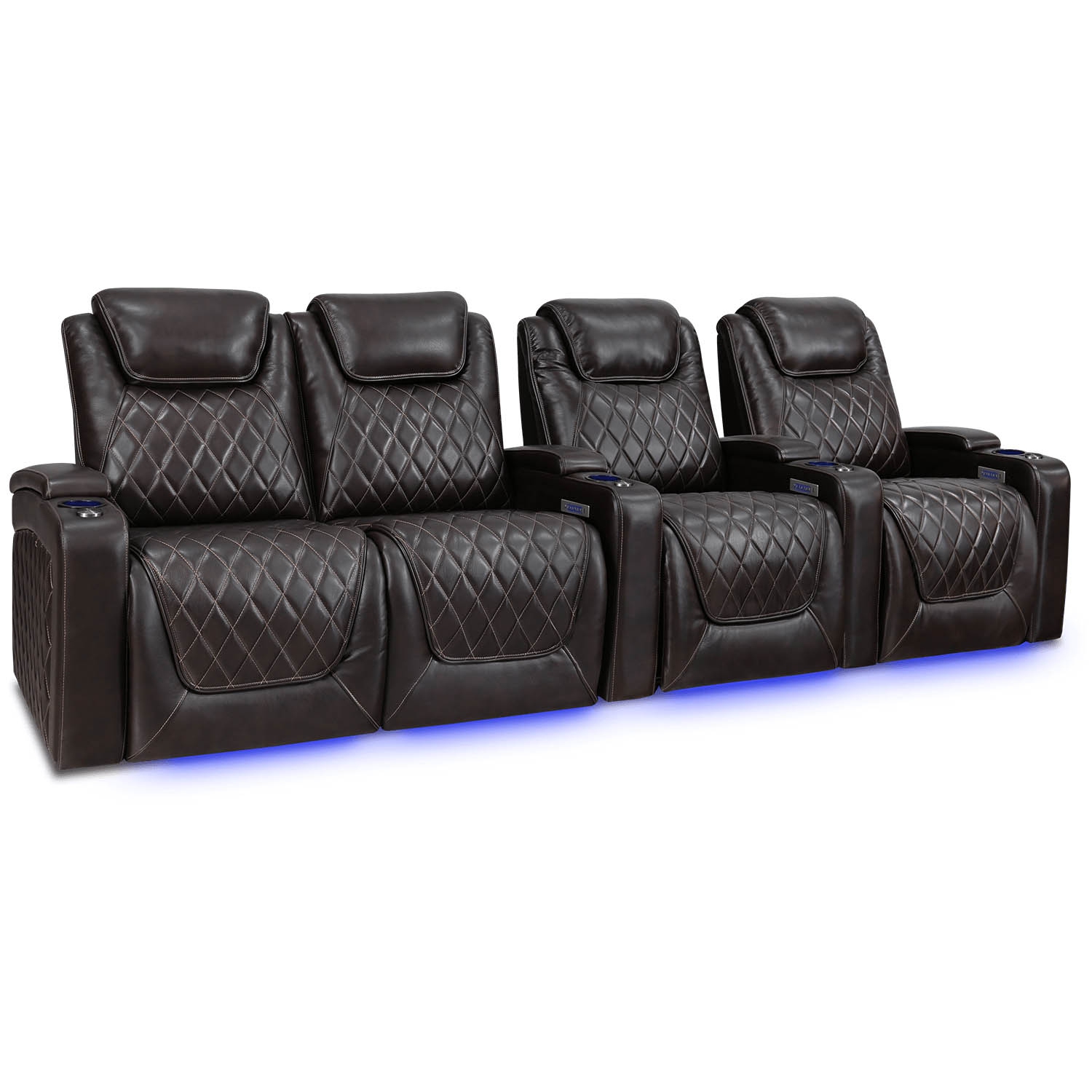 Valencia Oslo XL Home Theater Seating | Premium Top Grain Italian Nappa 11000 Leather, Power Headrest, Extra Space, 400 lbs Capacity (Row of 4 Loveseat Left, Dark Chocolate)