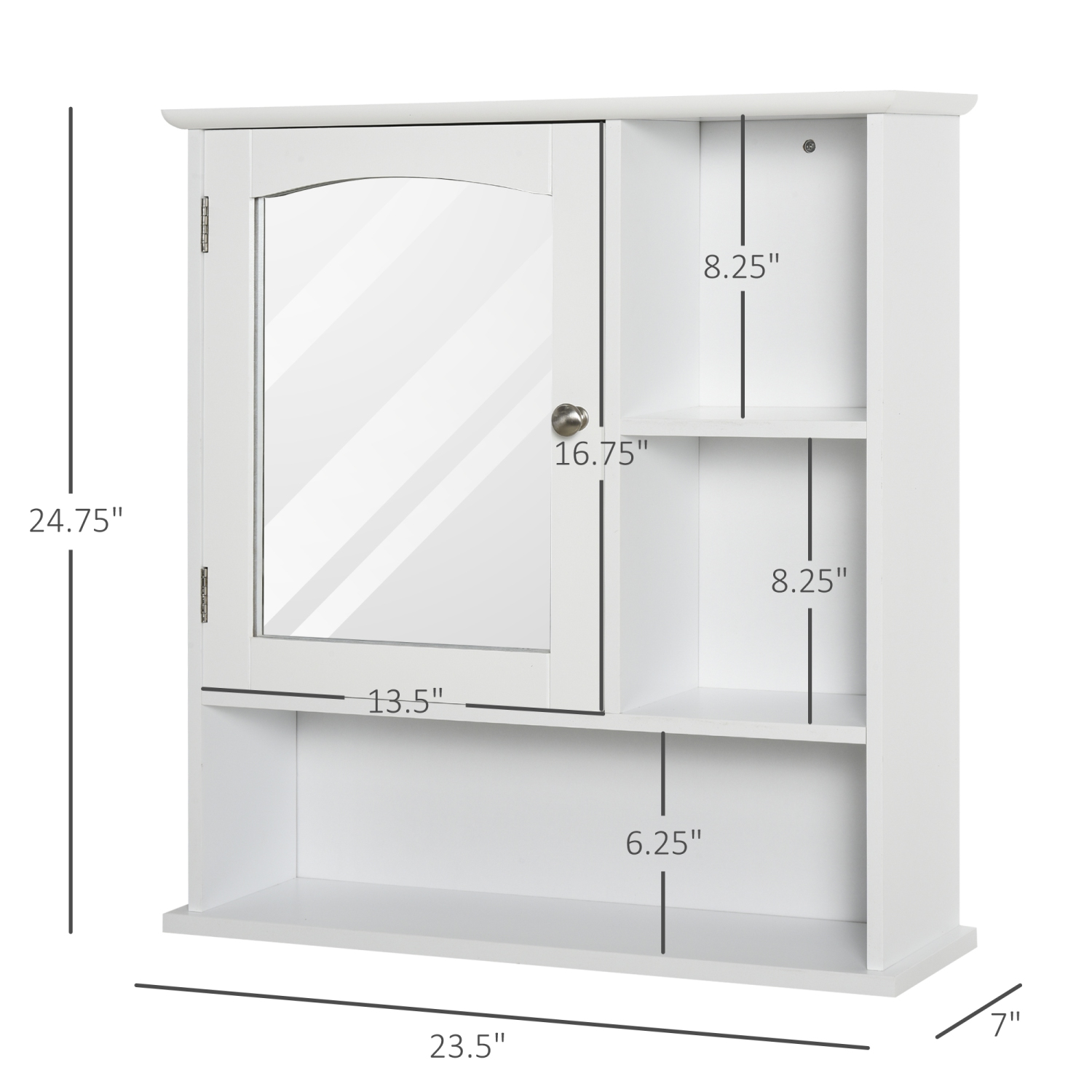 kleankin Wall-Mounted Medicine Cabinet, Bathroom Mirror Cabinet with Doors and Storage Shelves, White