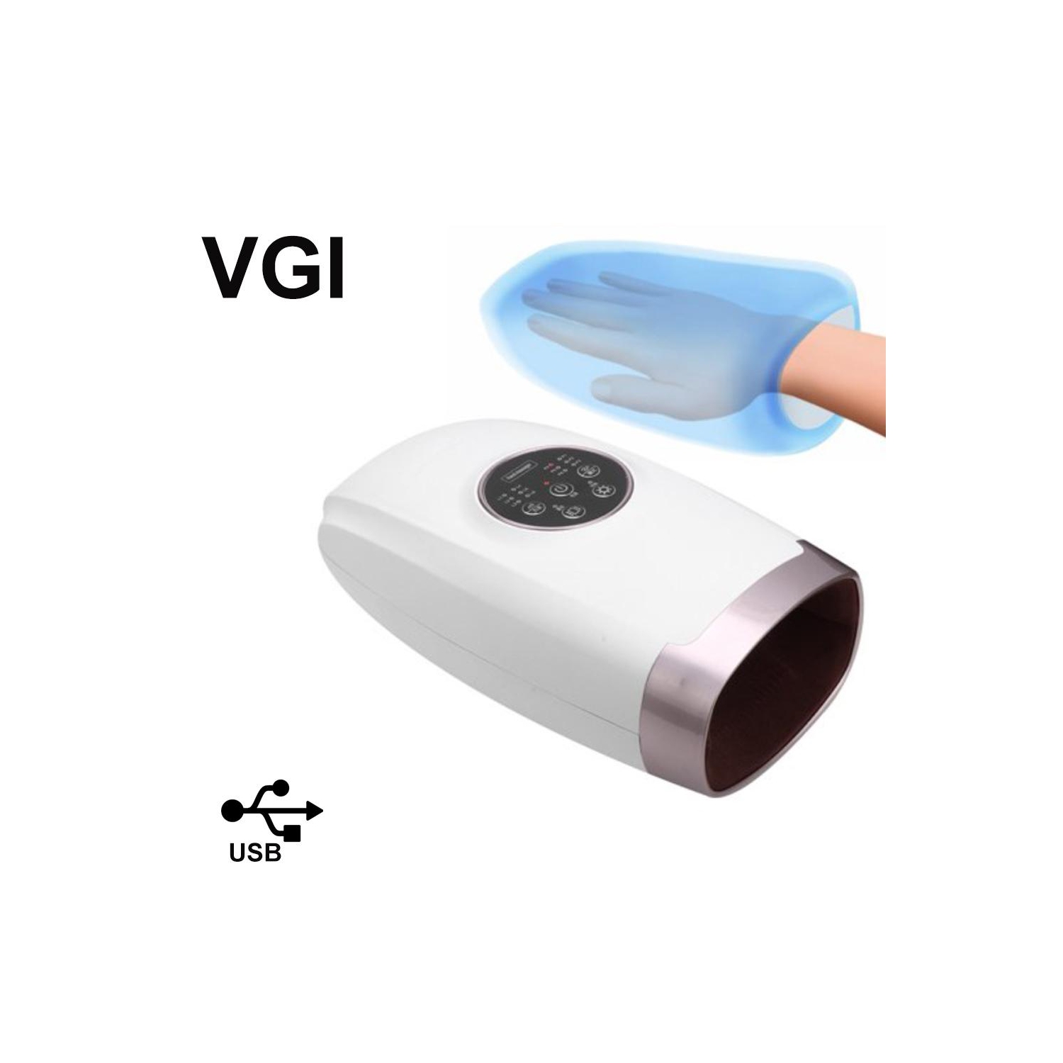 VGI Rechargeable Air Pressure Shiatsu Hand & Wrist Massager Machine - Portable - 6 Intensity Levels