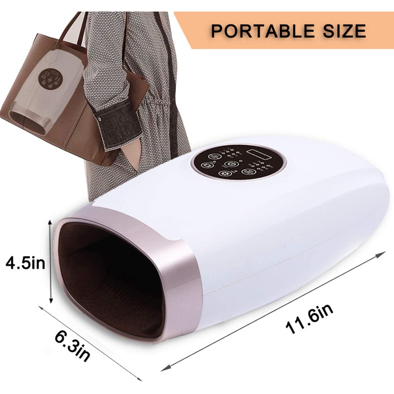 VGI Rechargeable Air Pressure Shiatsu Hand & Wrist Massager Machine - Portable - 6 Intensity Levels