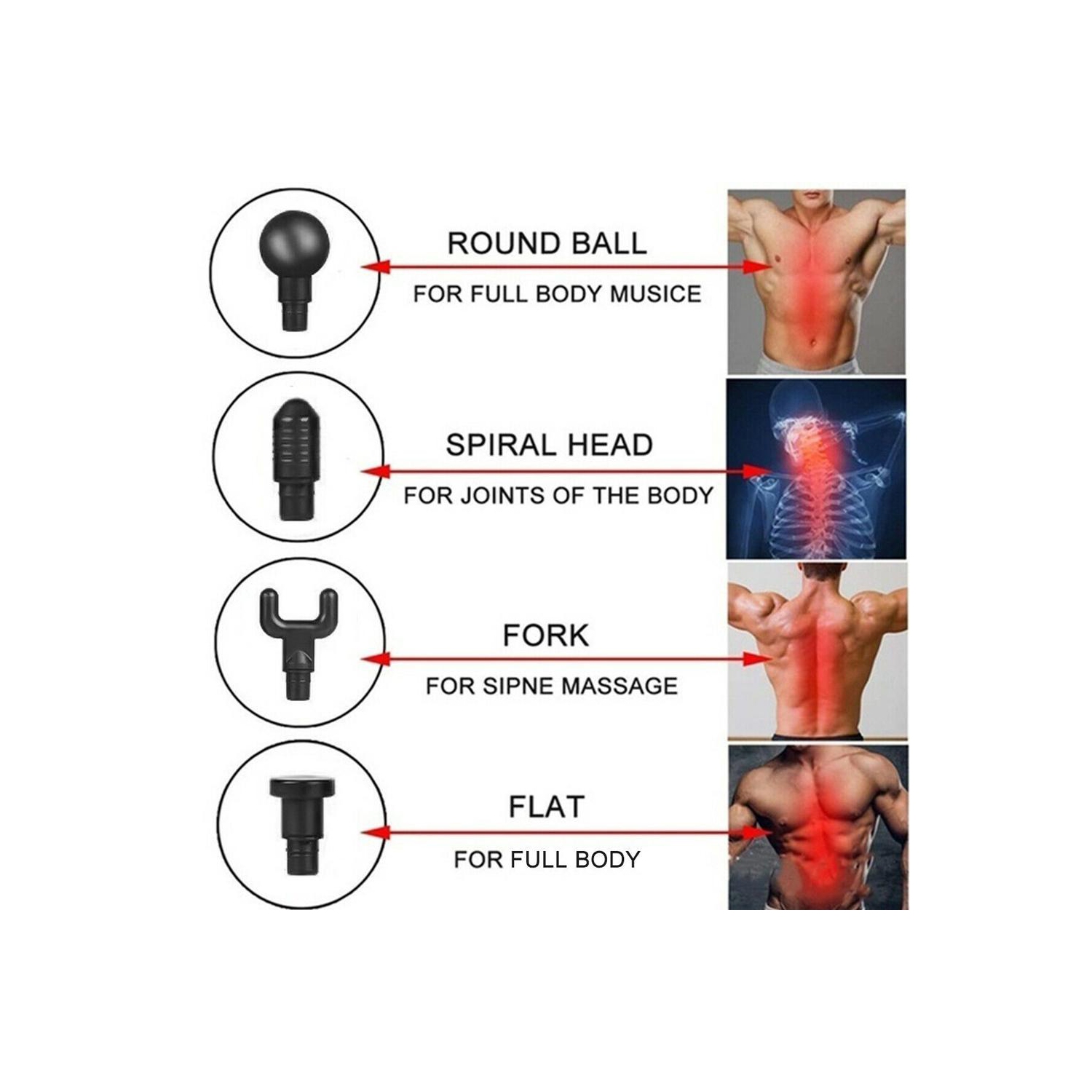 VGI Deep Tissue Percussion Muscle Massage Gun - 6 Speed Levels & 4 Interchangeable Massage Heads