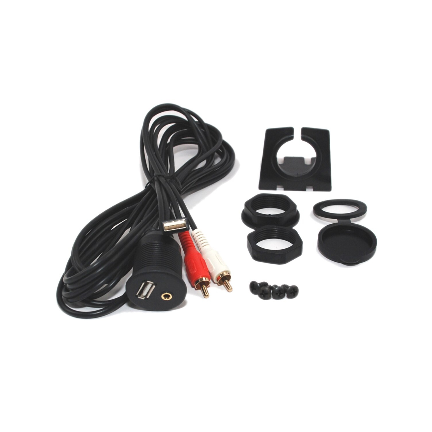 Xtenzi USB AUX RCA extension Flush Mount 2 Meter Cable , Car Bike Boat Motercycle