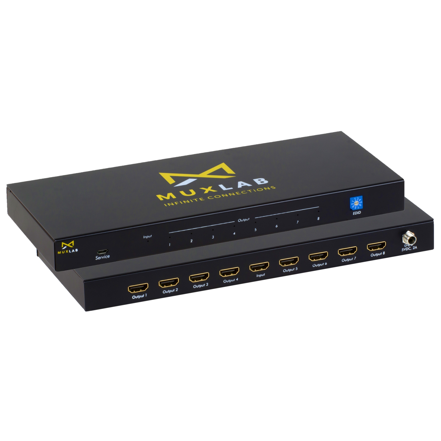 MuxLab 1x8 HDMI Splitter 1 in 8 Out | Supports 4K@60HZ, HDR, HDMI 2.0, HDCP 2.2, Deep color, EDID management and LED Diagnostic (one Source up to