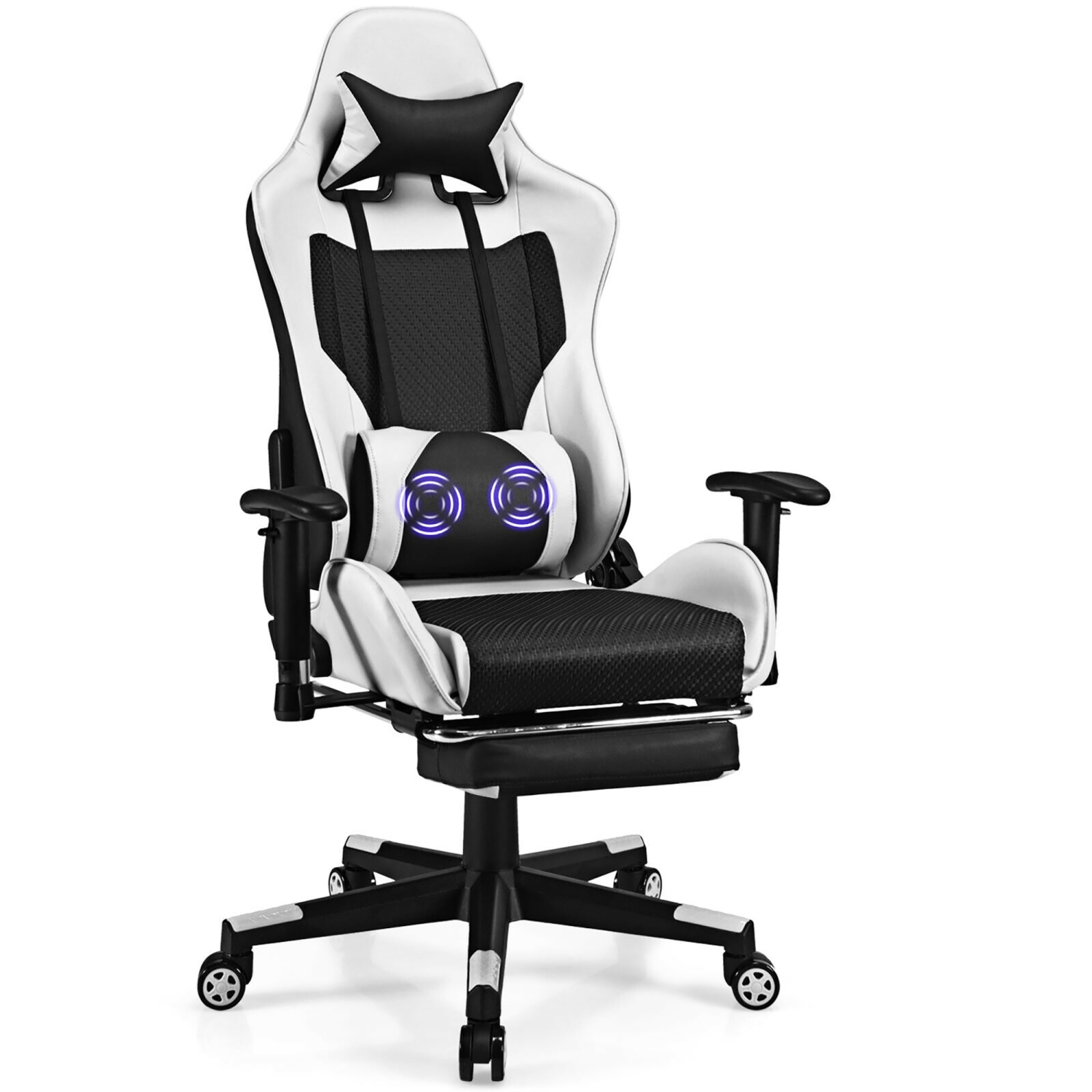 Costway Massage Gaming Chair Reclining Racing Office Computer Chair with Footrest