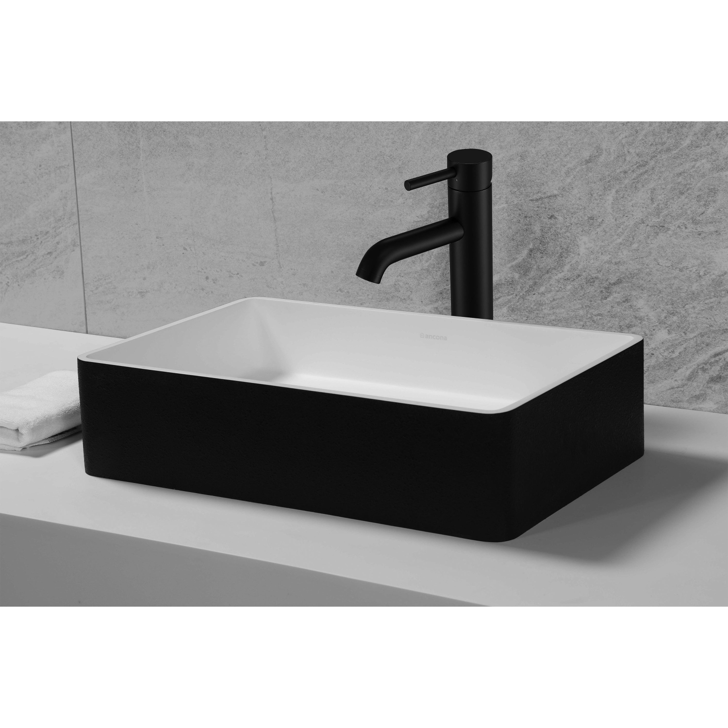 Ancona robinet pour vasque de salle de bain de la gamme Argenta au fini noir mat